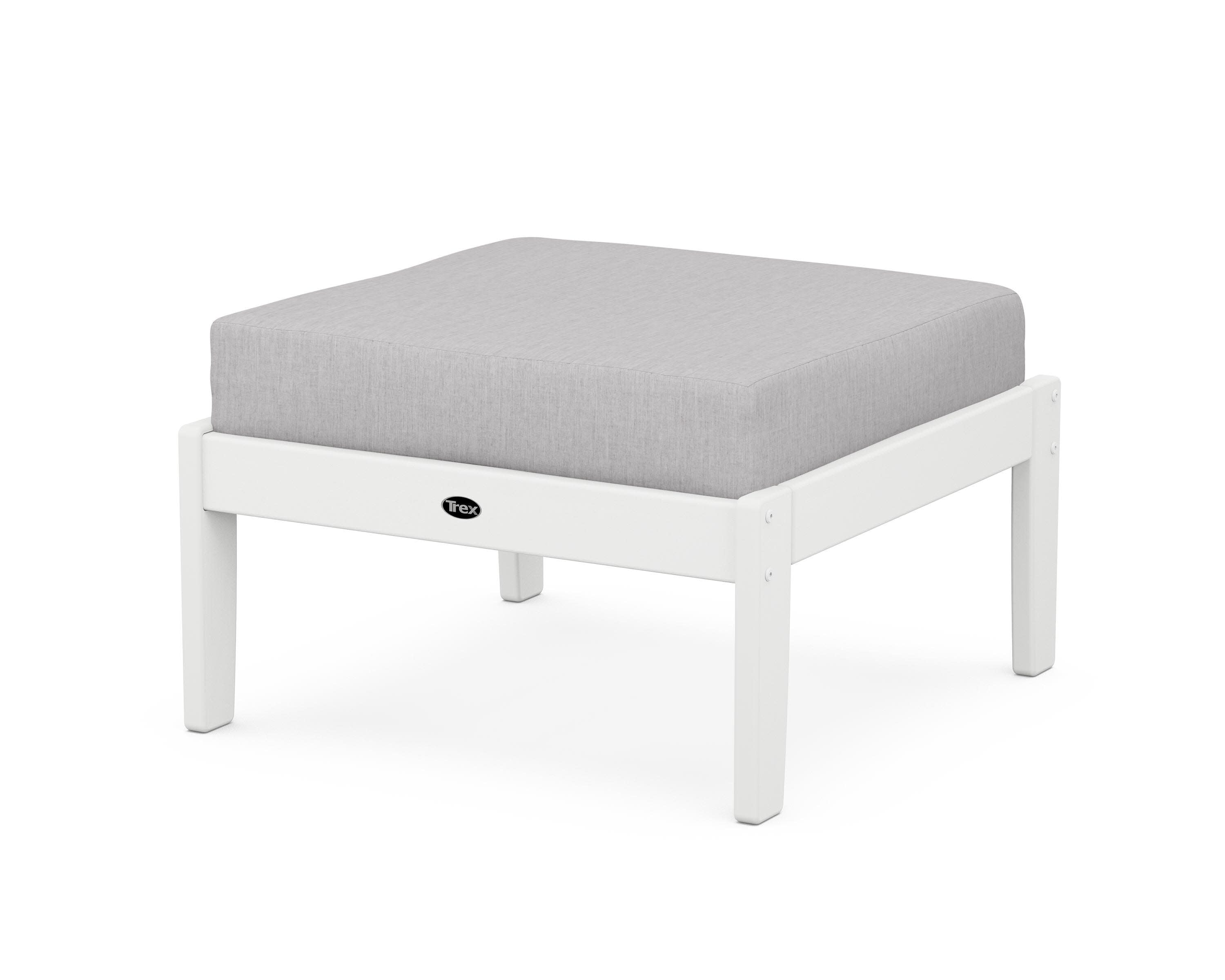 Yacht Club Deep Seating Ottoman in Classic White / Granite