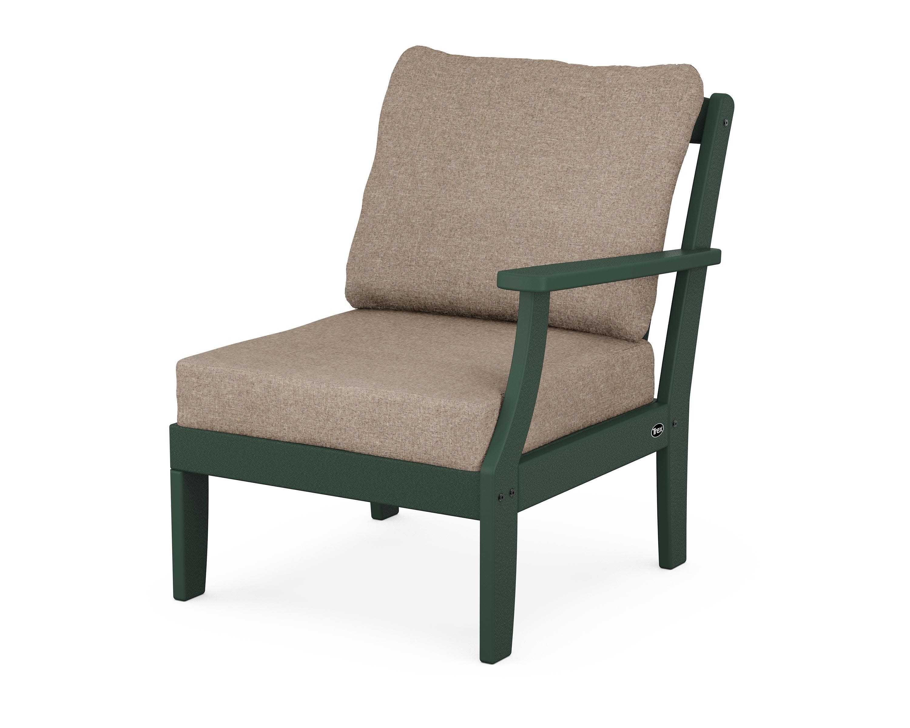 Yacht Club Modular Right Arm Chair in Rainforest Canopy / Spiced Burlap