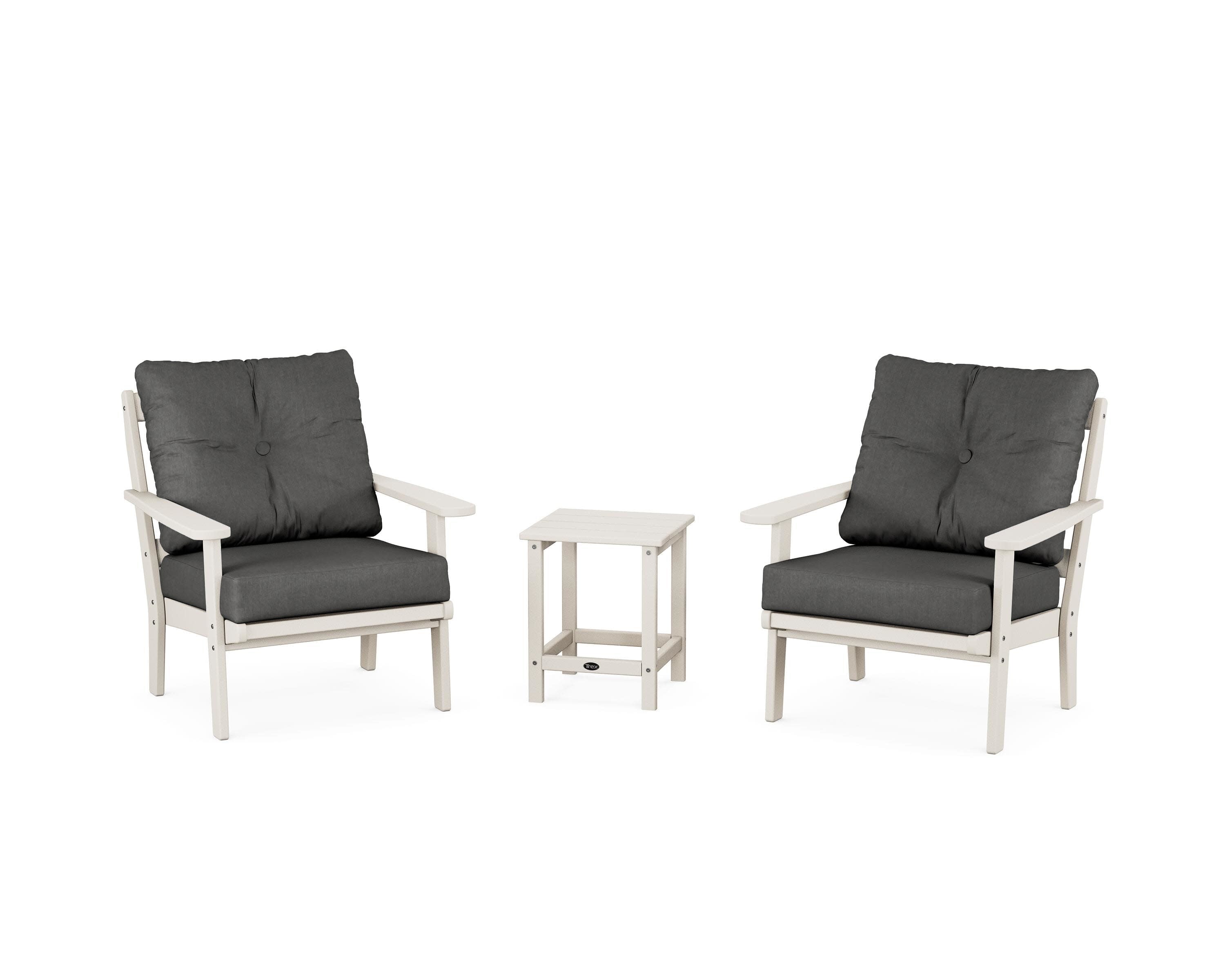 Cape Cod 3-Piece Deep Seating Set in Sand Castle / Spectrum Carbon
