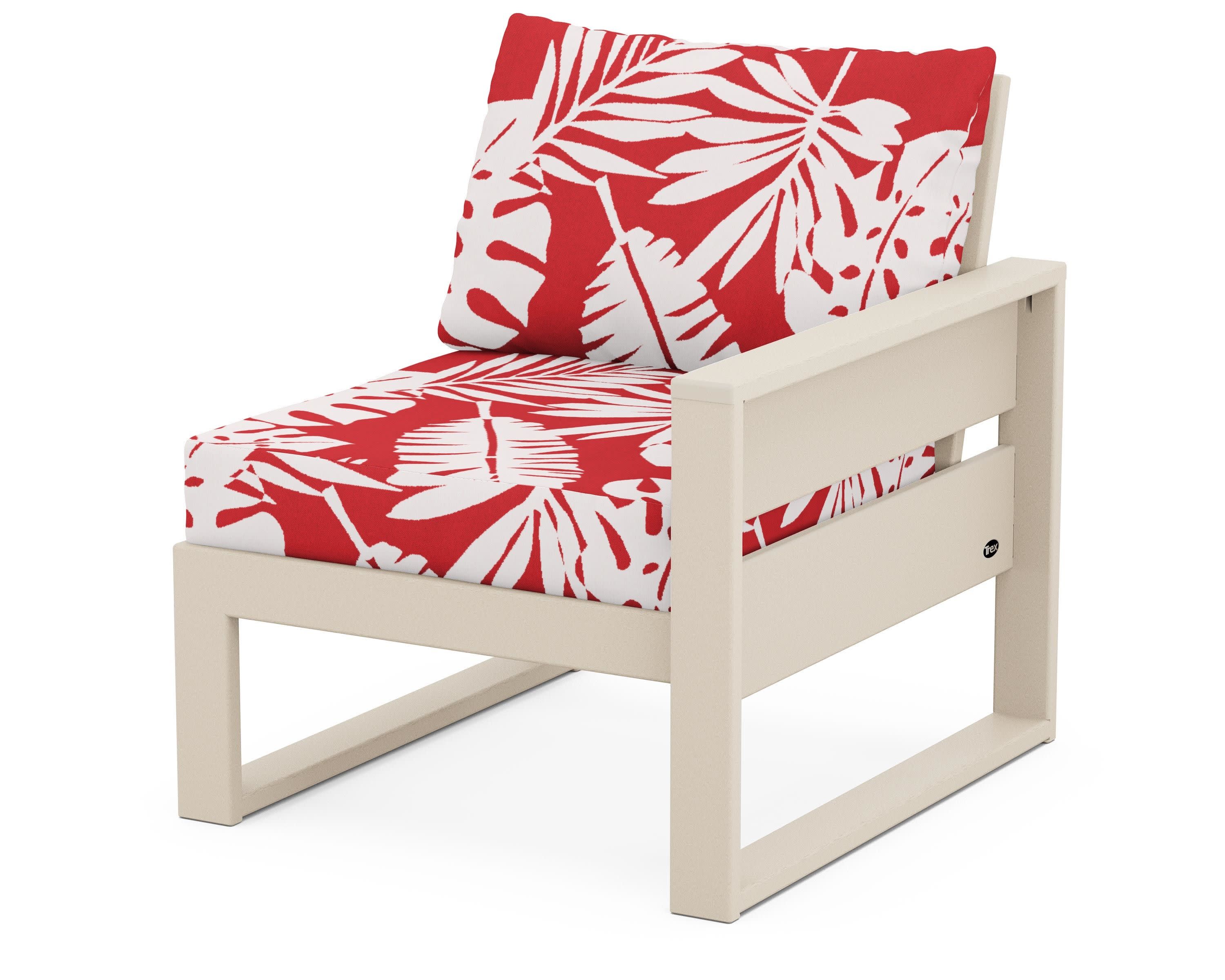 Eastport Modular Right Arm Chair in Sand Castle / Leaf Crimson
