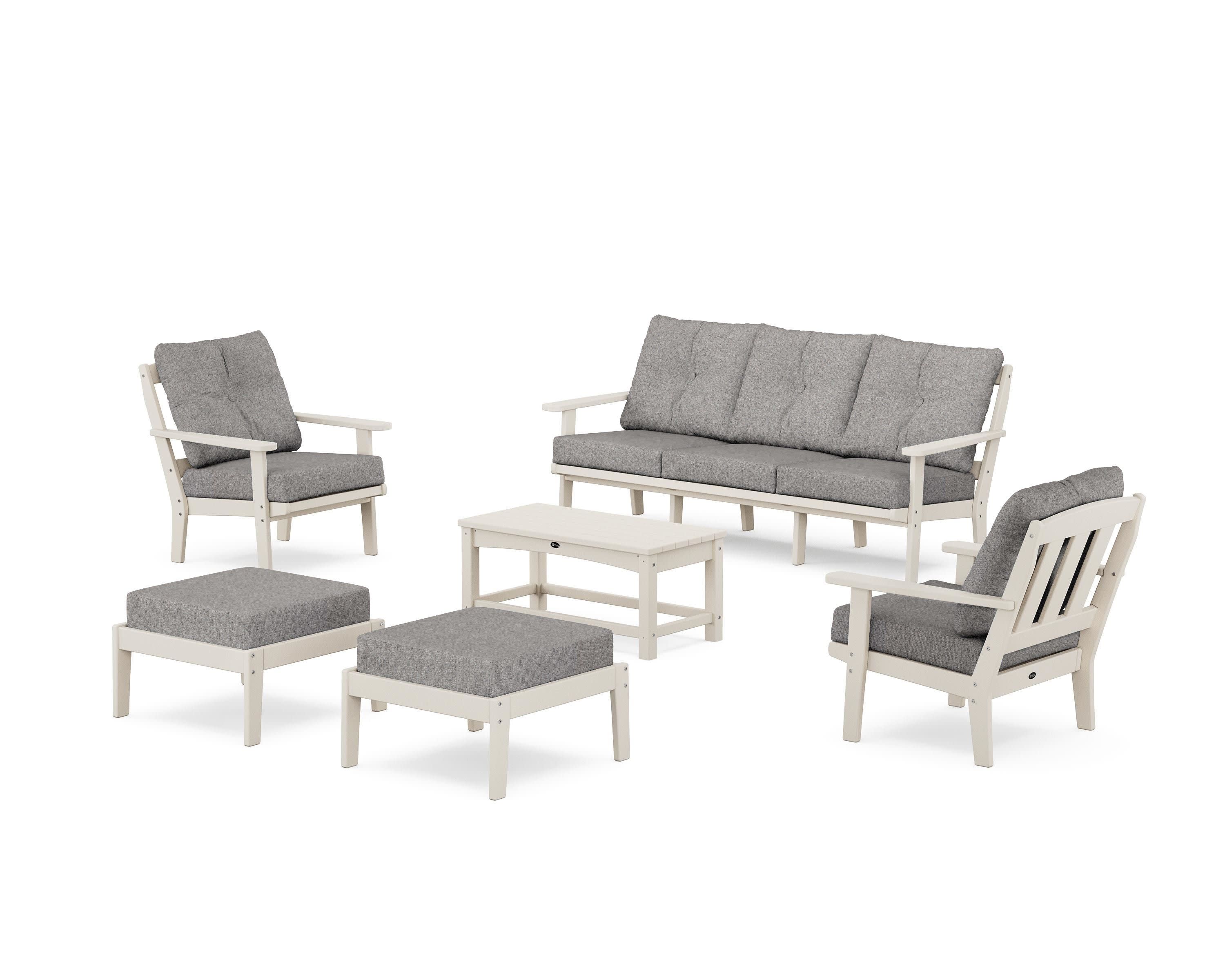 Cape Cod 6-Piece Lounge Sofa Set in Sand Castle / Grey Mist