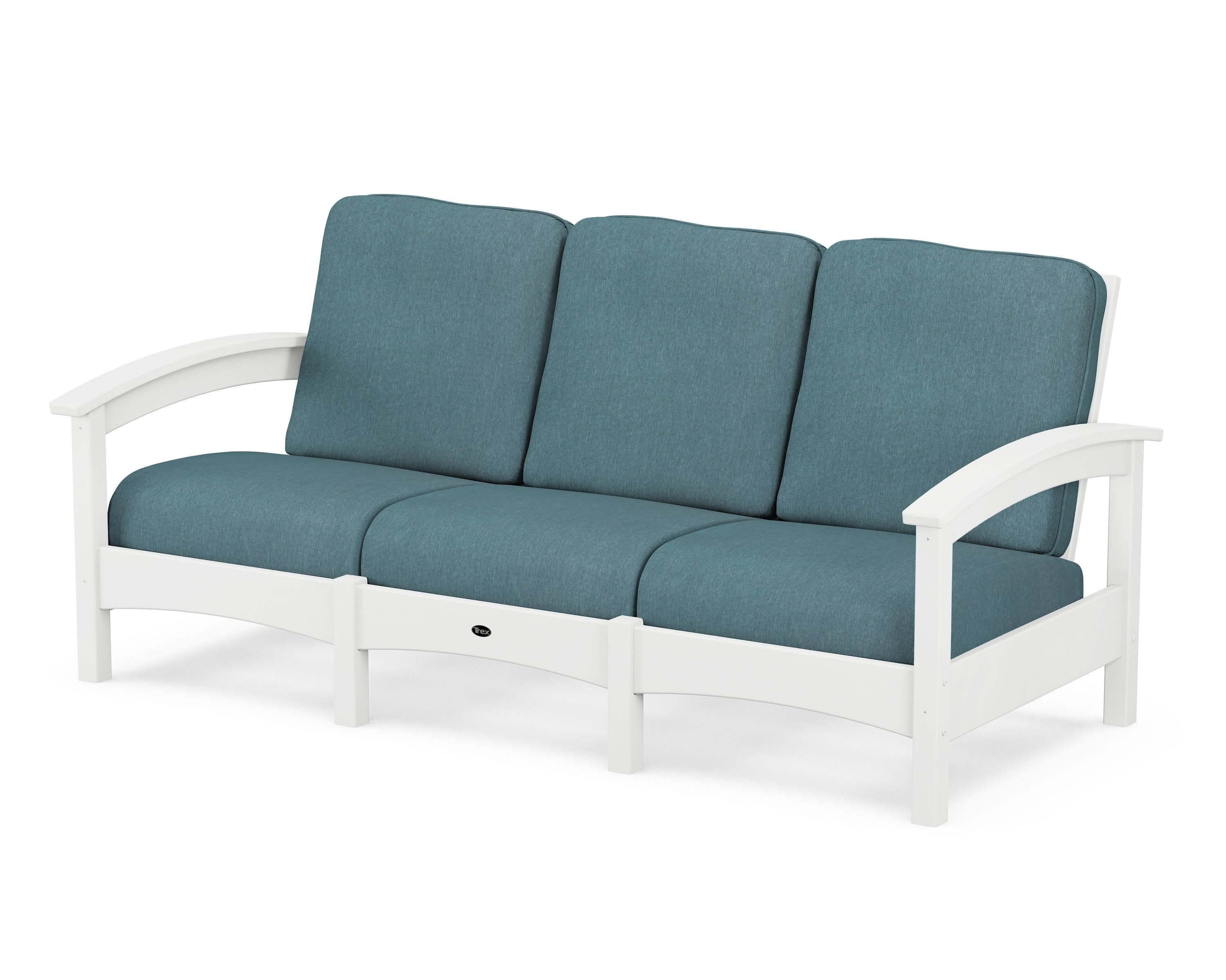 Rockport Club Sofa in Classic White / Ocean Teal