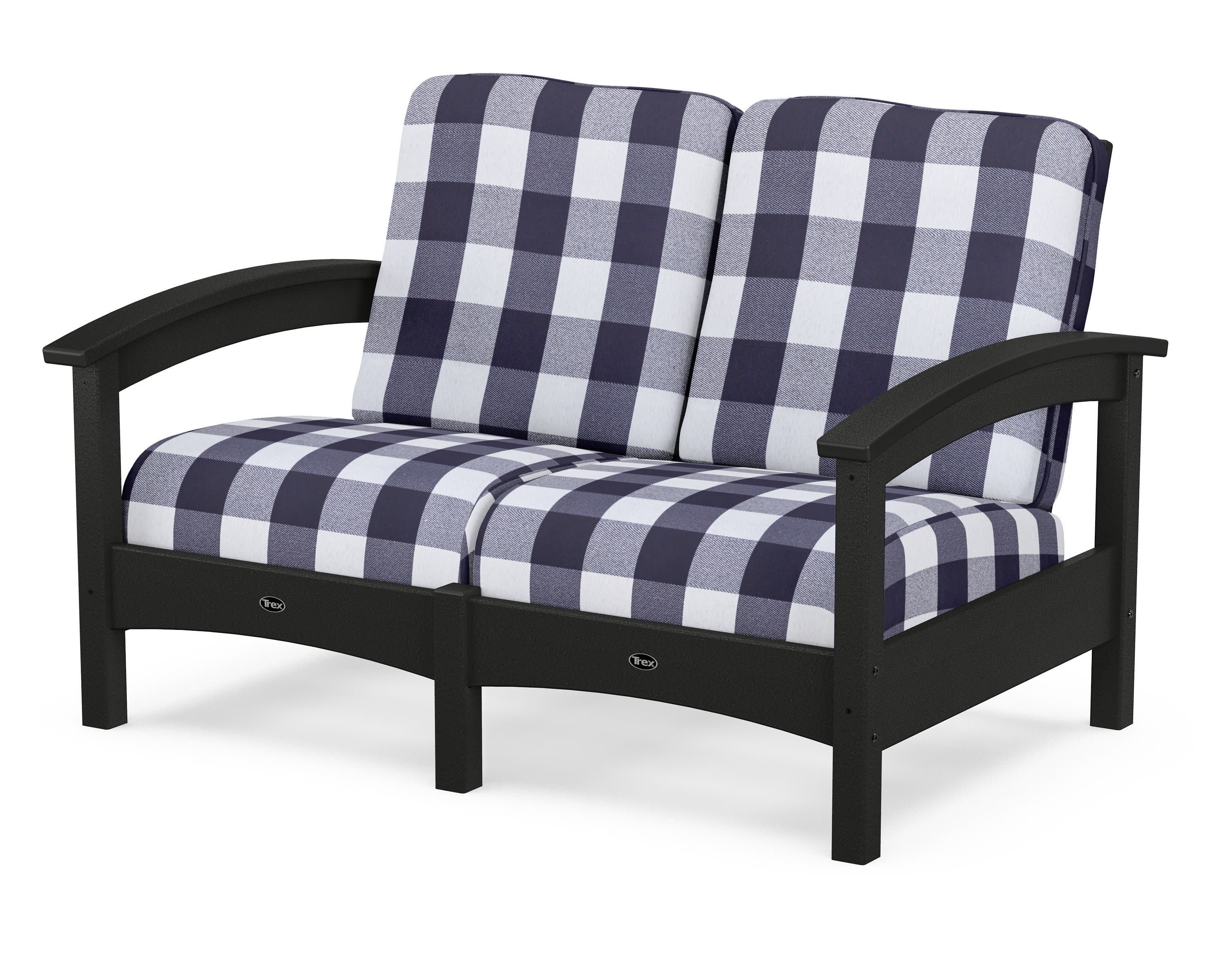 Rockport Club Loveseat in Charcoal Black / Buffalo Plaid Navy