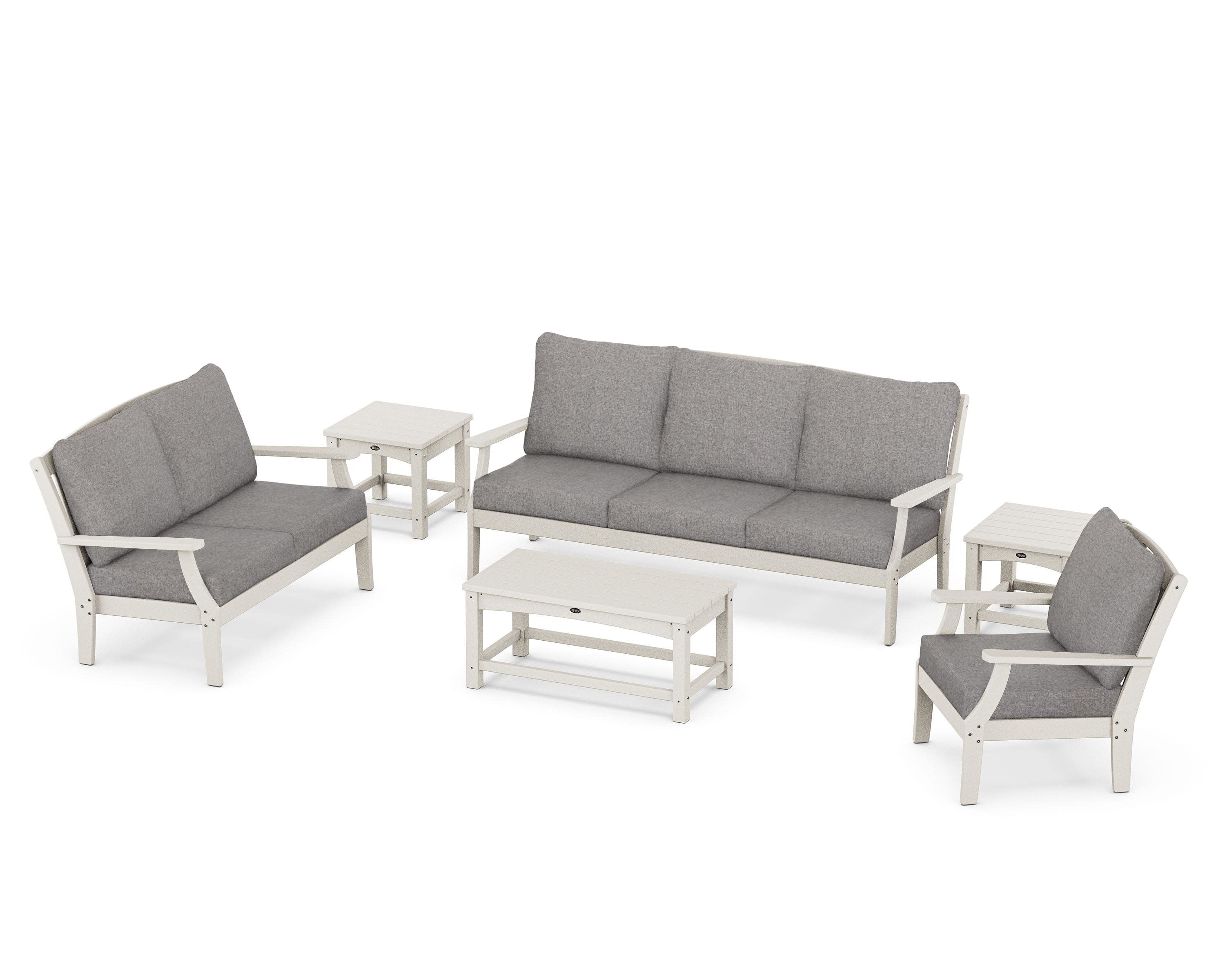 Yacht Club 6-Piece Deep Seating Set in Sand Castle / Grey Mist
