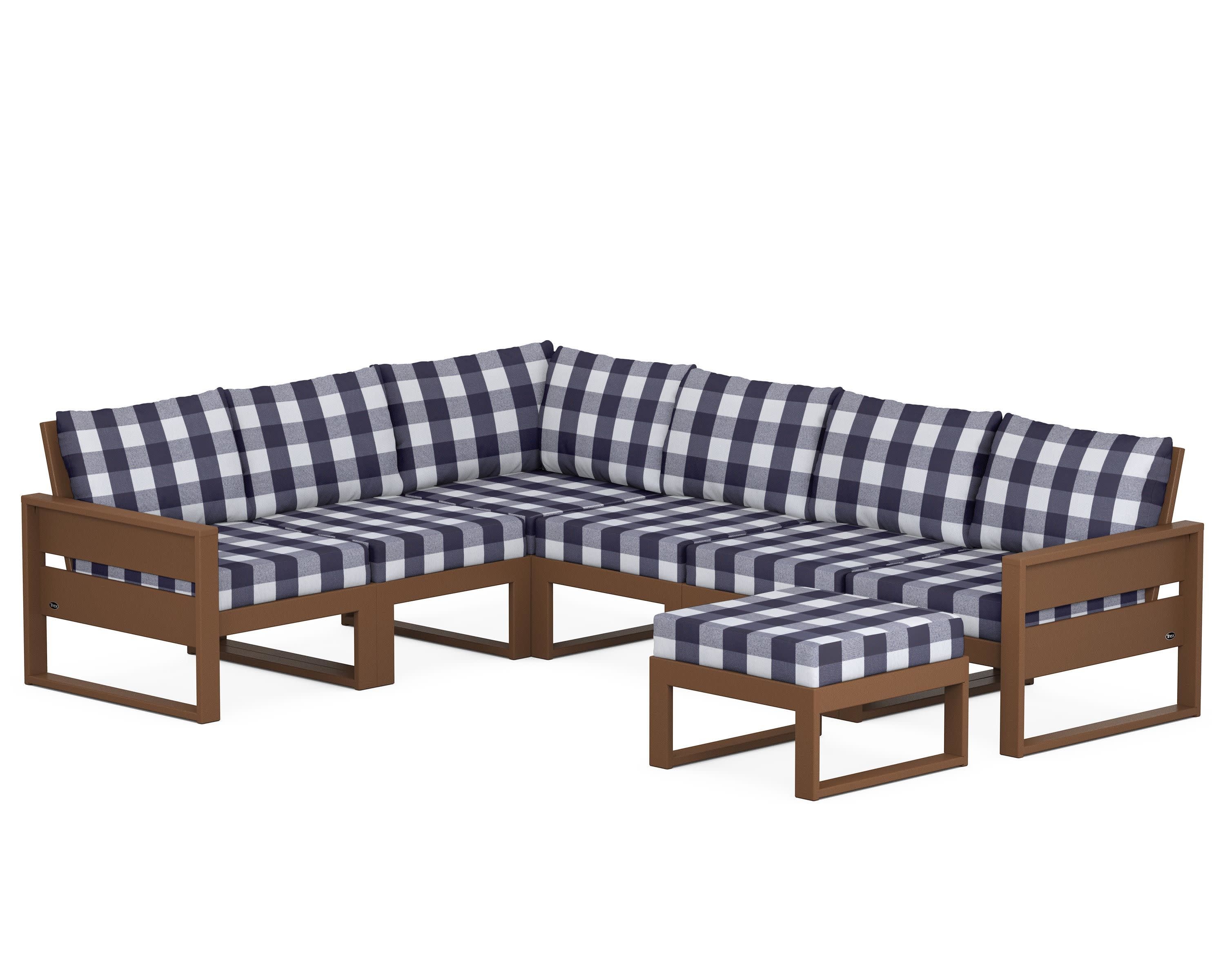 Eastport 6-Piece Sectional with Ottoman in Tree House / Buffalo Plaid Navy
