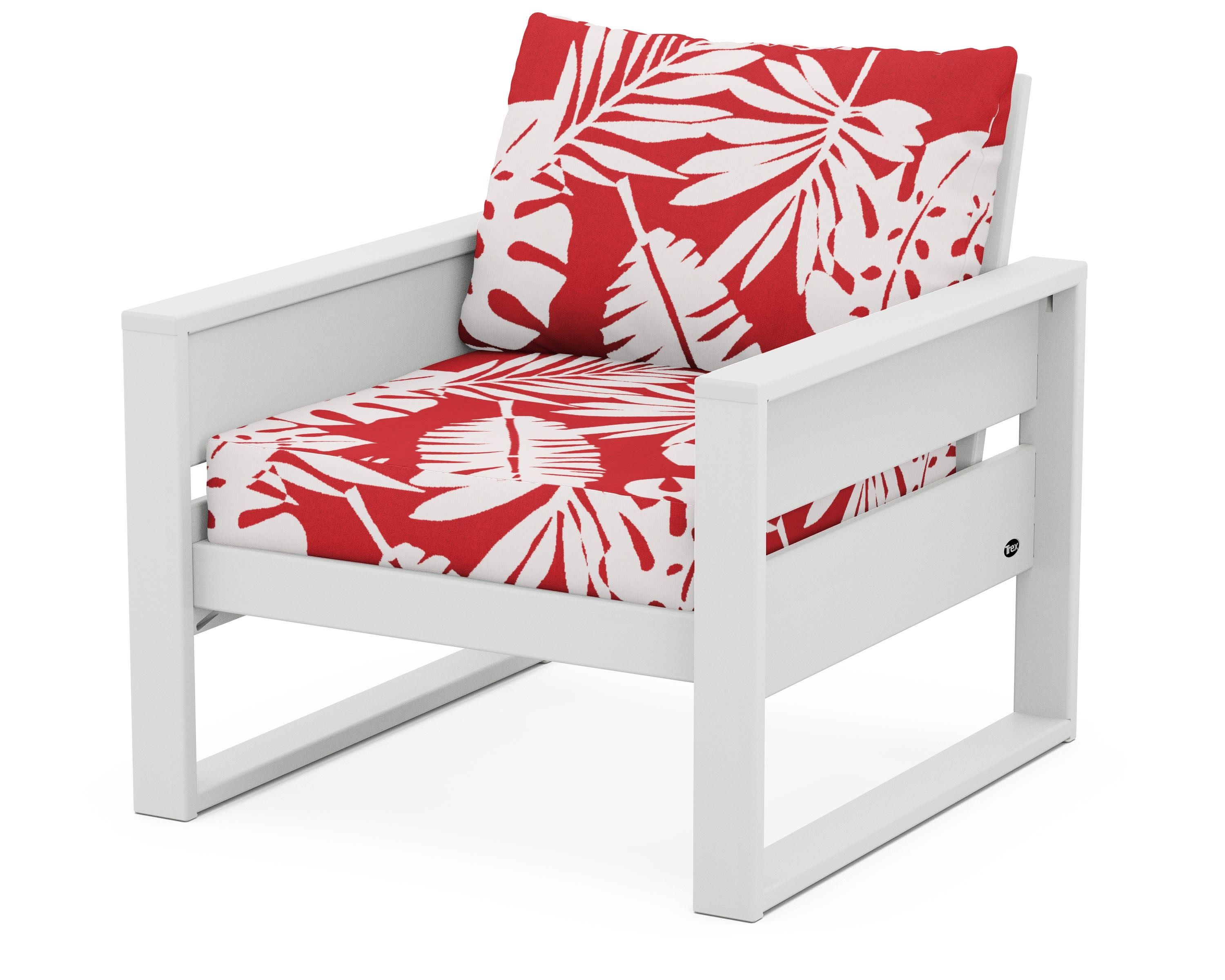 Eastport Club Chair in Classic White / Leaf Crimson