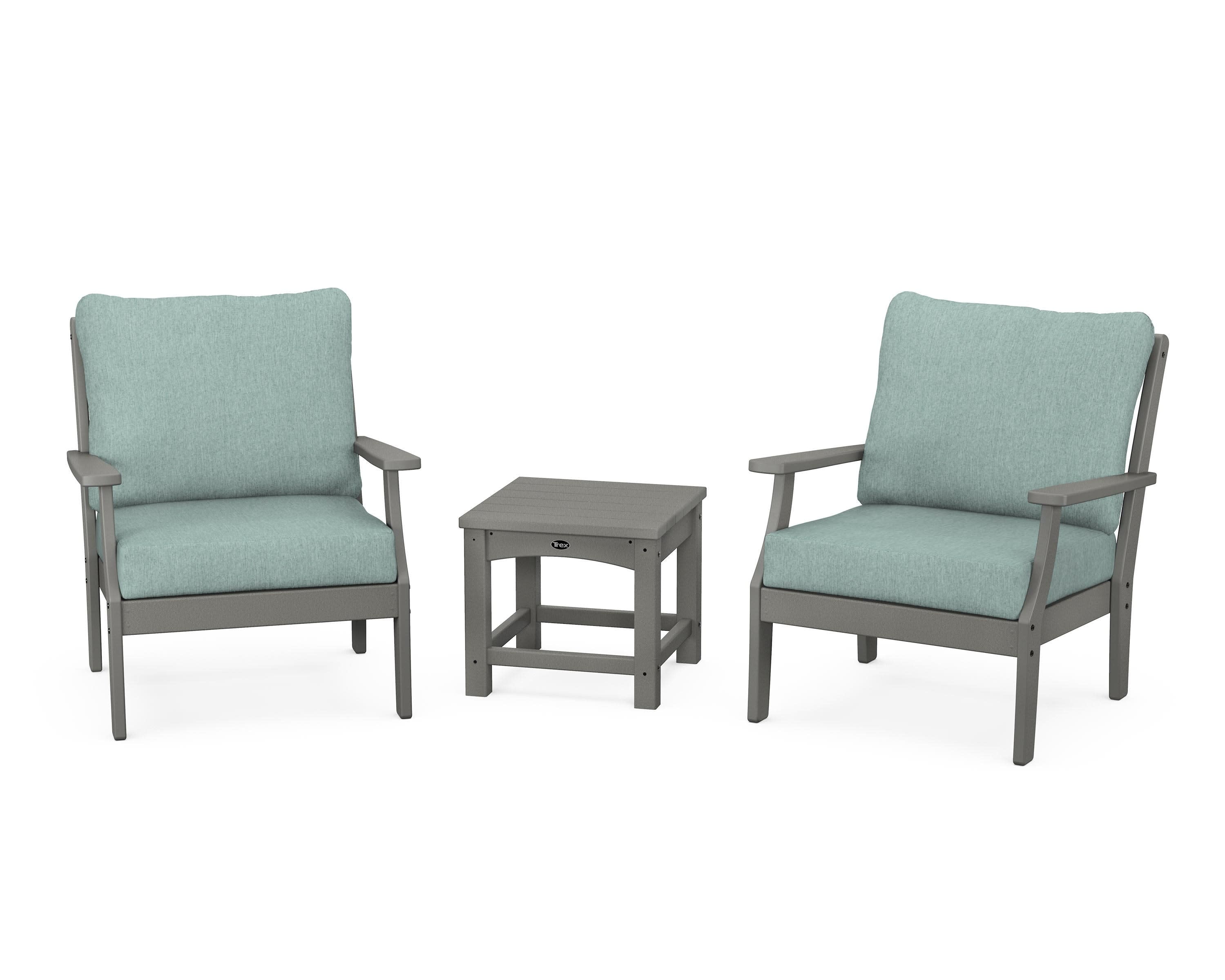 Yacht Club 3-Piece Deep Seating Set in Stepping Stone / Glacier Spa