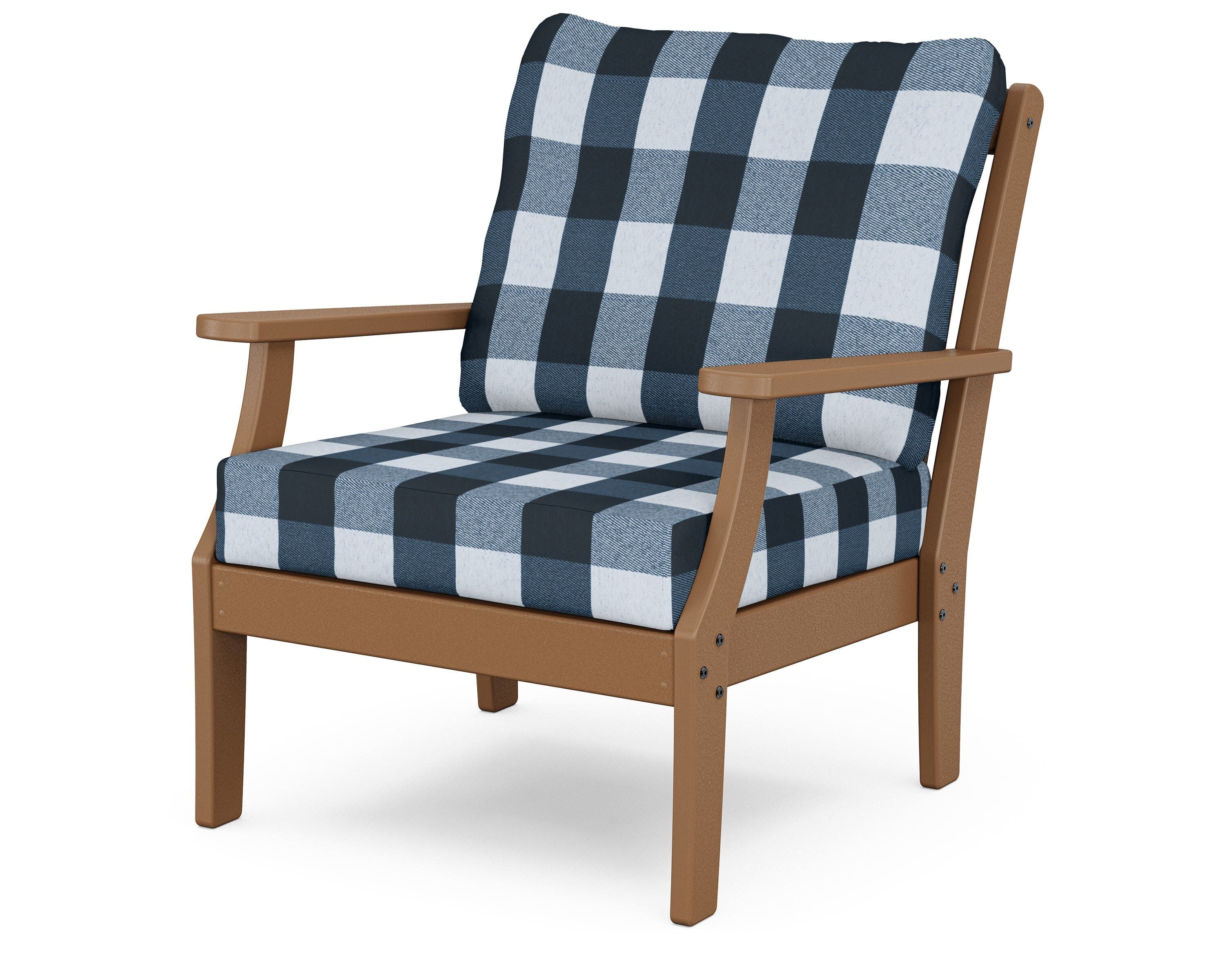Yacht Club Deep Seating Chair in Tree House / Buffalo Plaid Marine Indigo