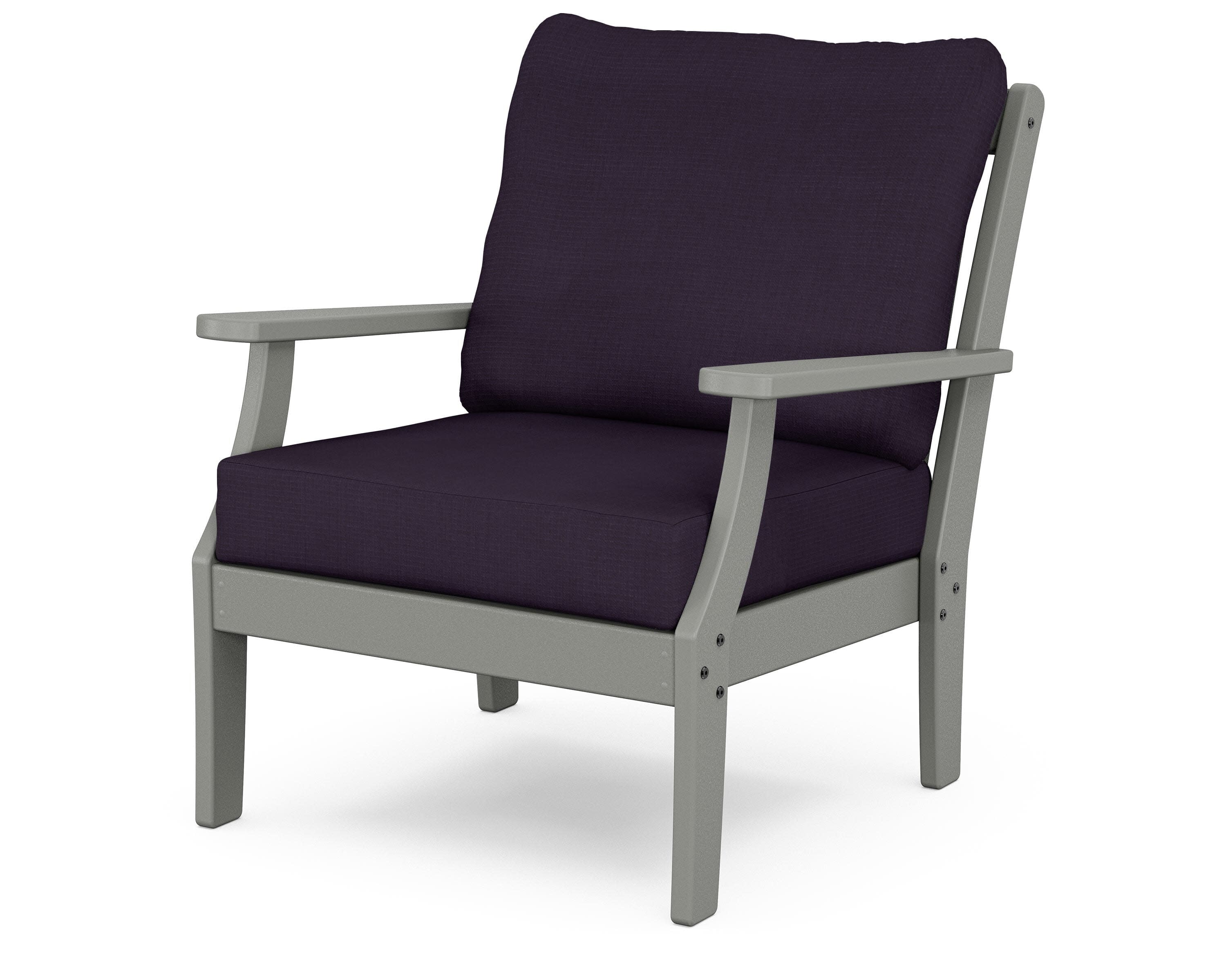 Yacht Club Deep Seating Chair in Stepping Stone / Navy Linen