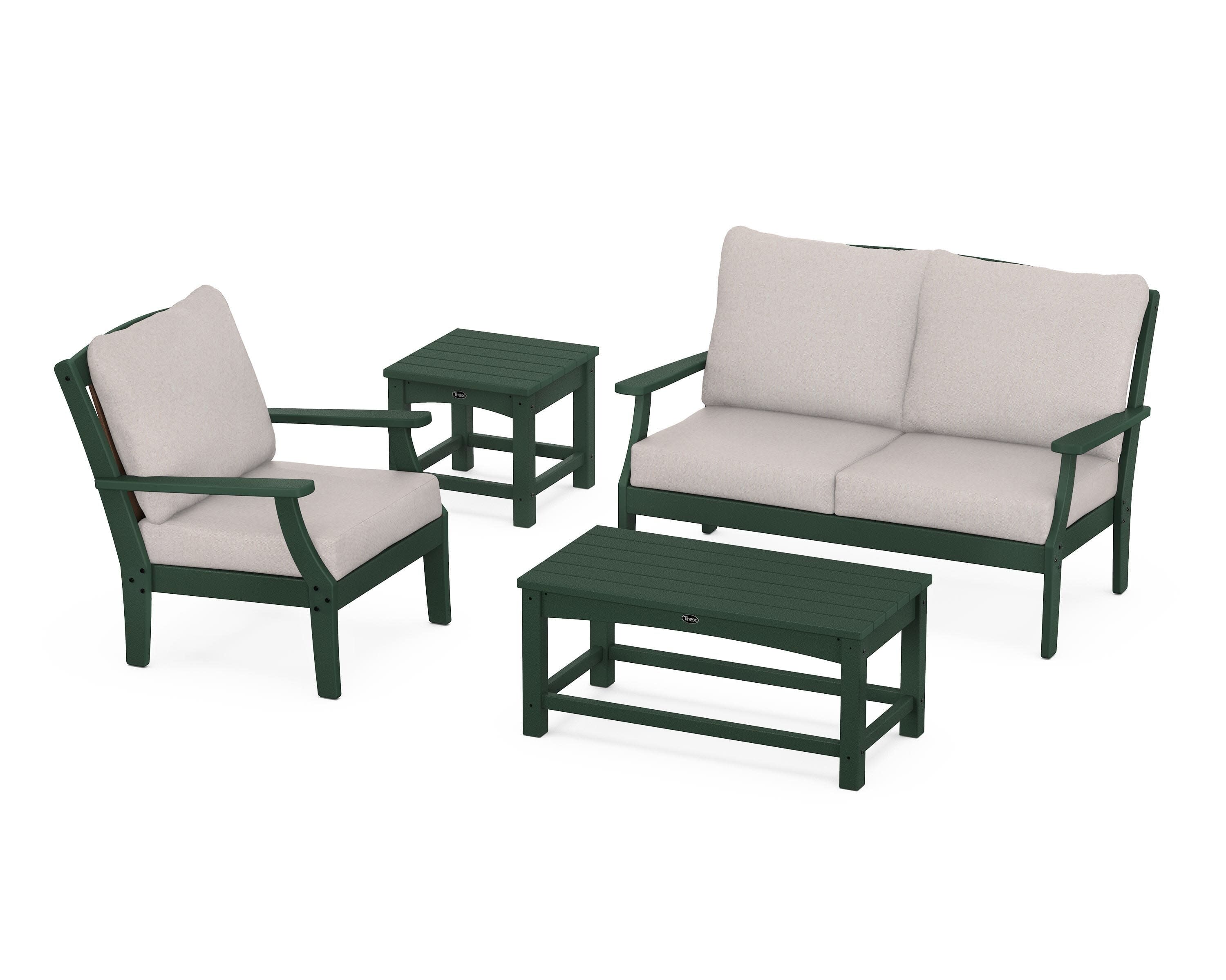 Yacht Club 4-Piece Deep Seating Set in Rainforest Canopy / Dune Burlap