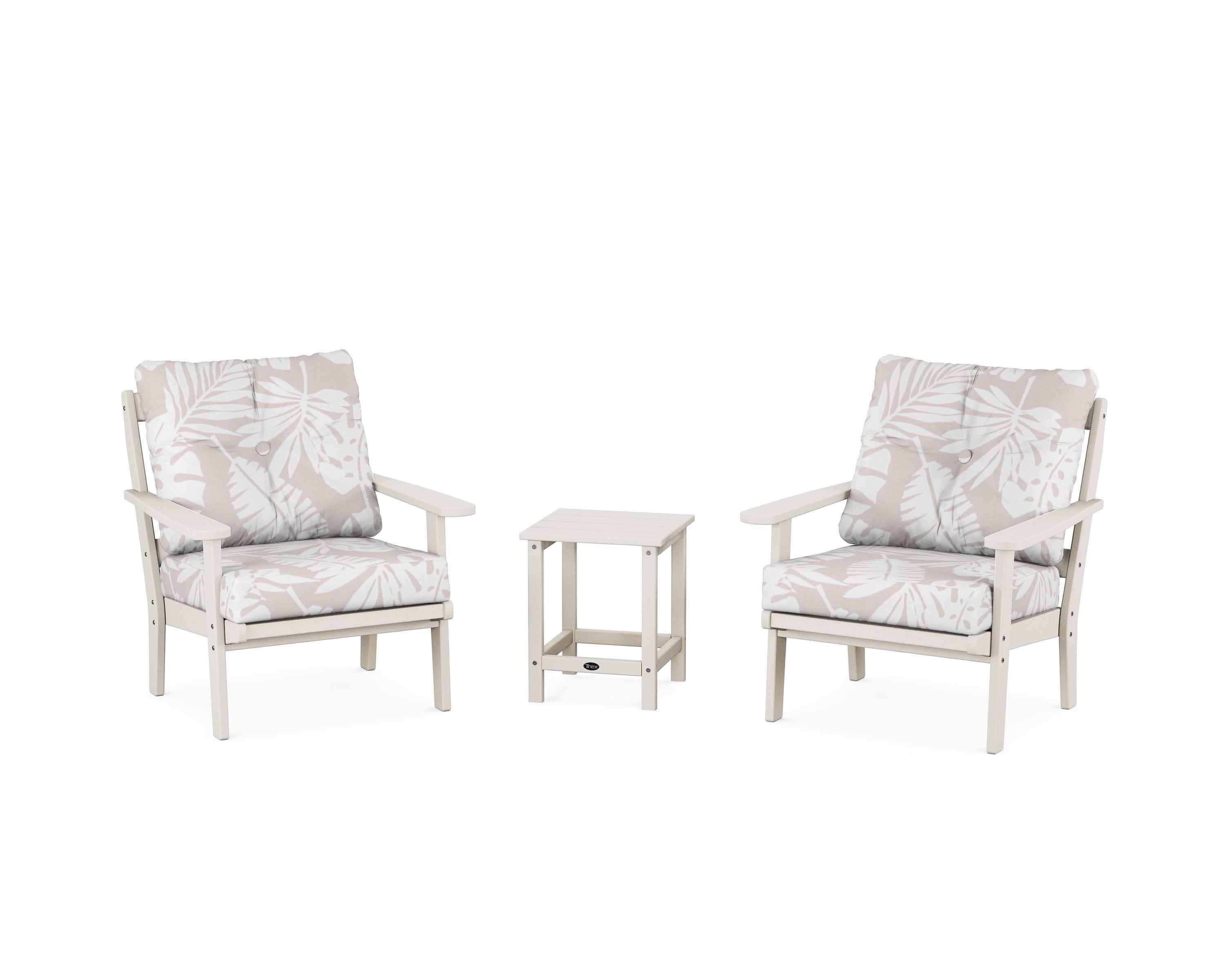 Cape Cod 3-Piece Deep Seating Set in Sand Castle / Leaf Dune Burlap