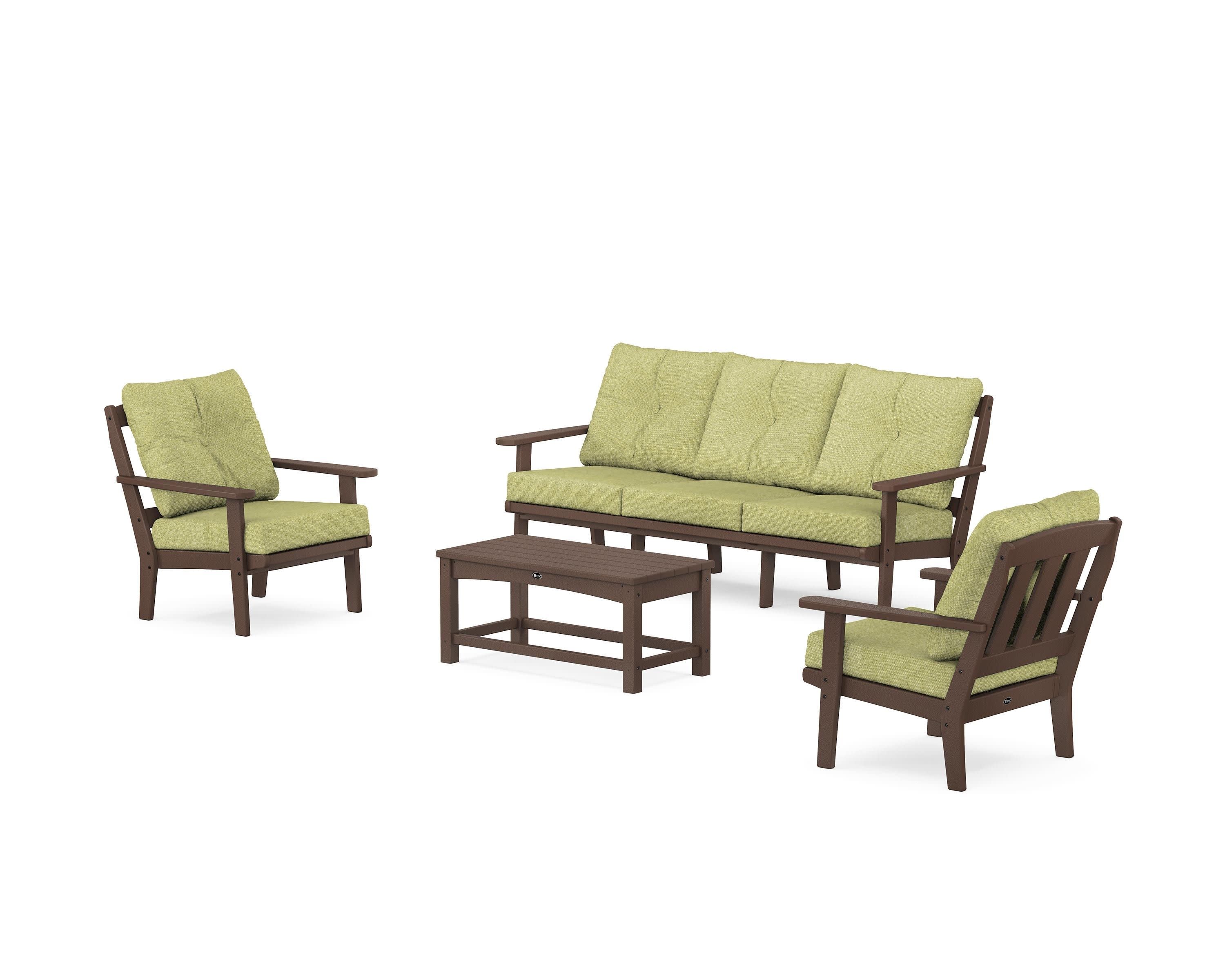 Cape Cod 4-Piece Deep Seating Set with Sofa in Vintage Lantern / Chartreuse Boucle