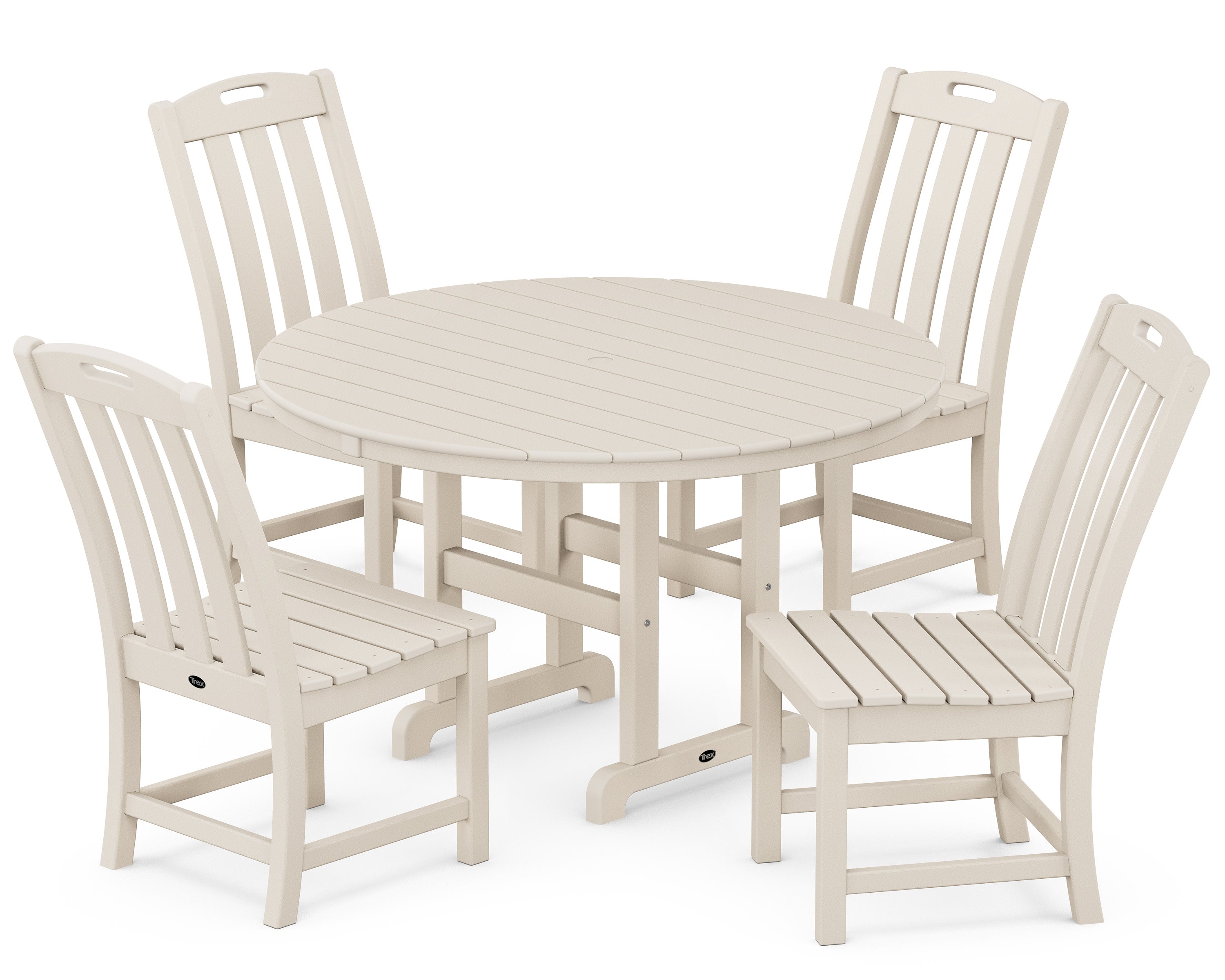 Yacht Club 5-Piece Round Side Chair Dining Set in Sand Castle