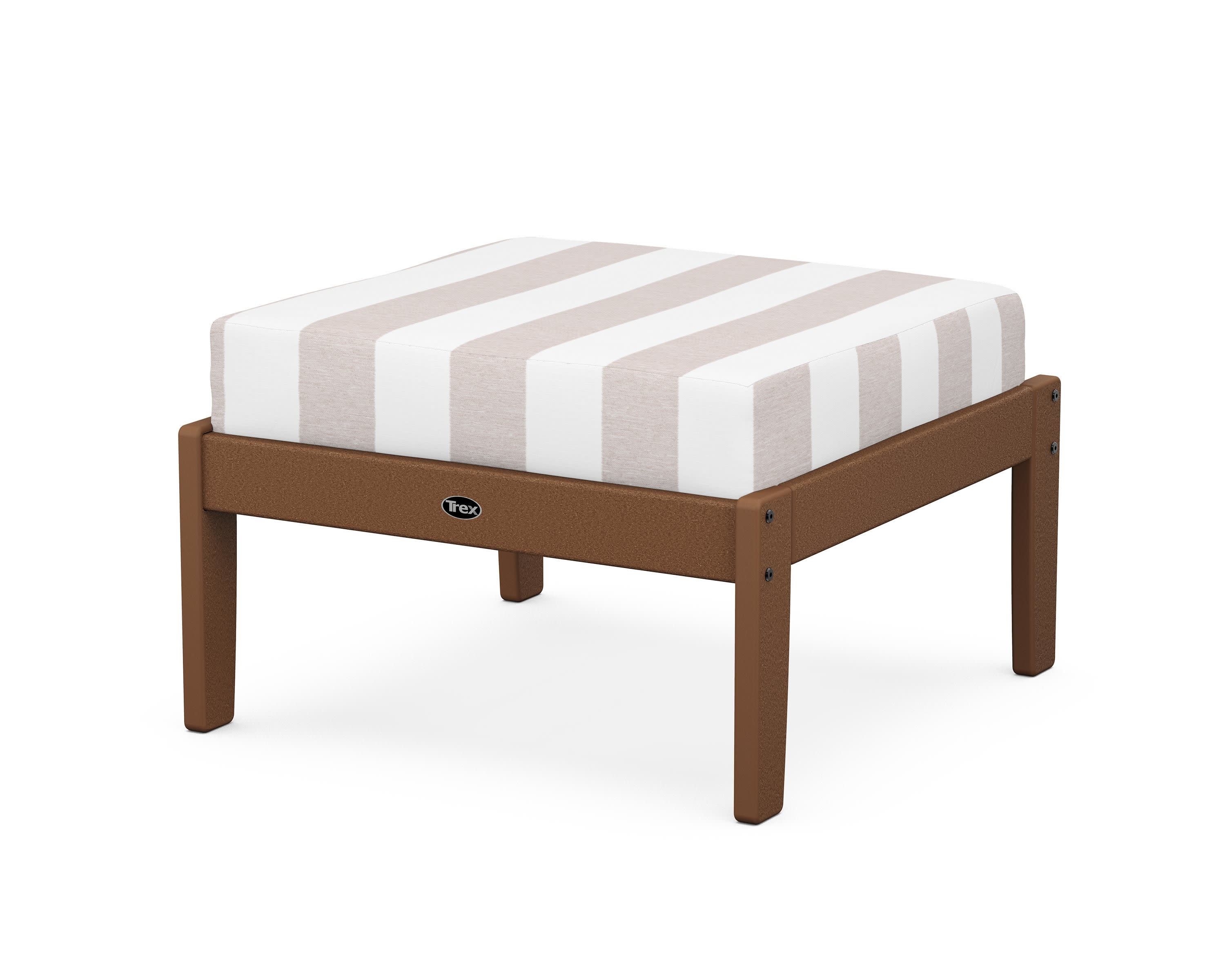 Yacht Club Deep Seating Ottoman in Tree House / Cabana Stripe Dune Burlap