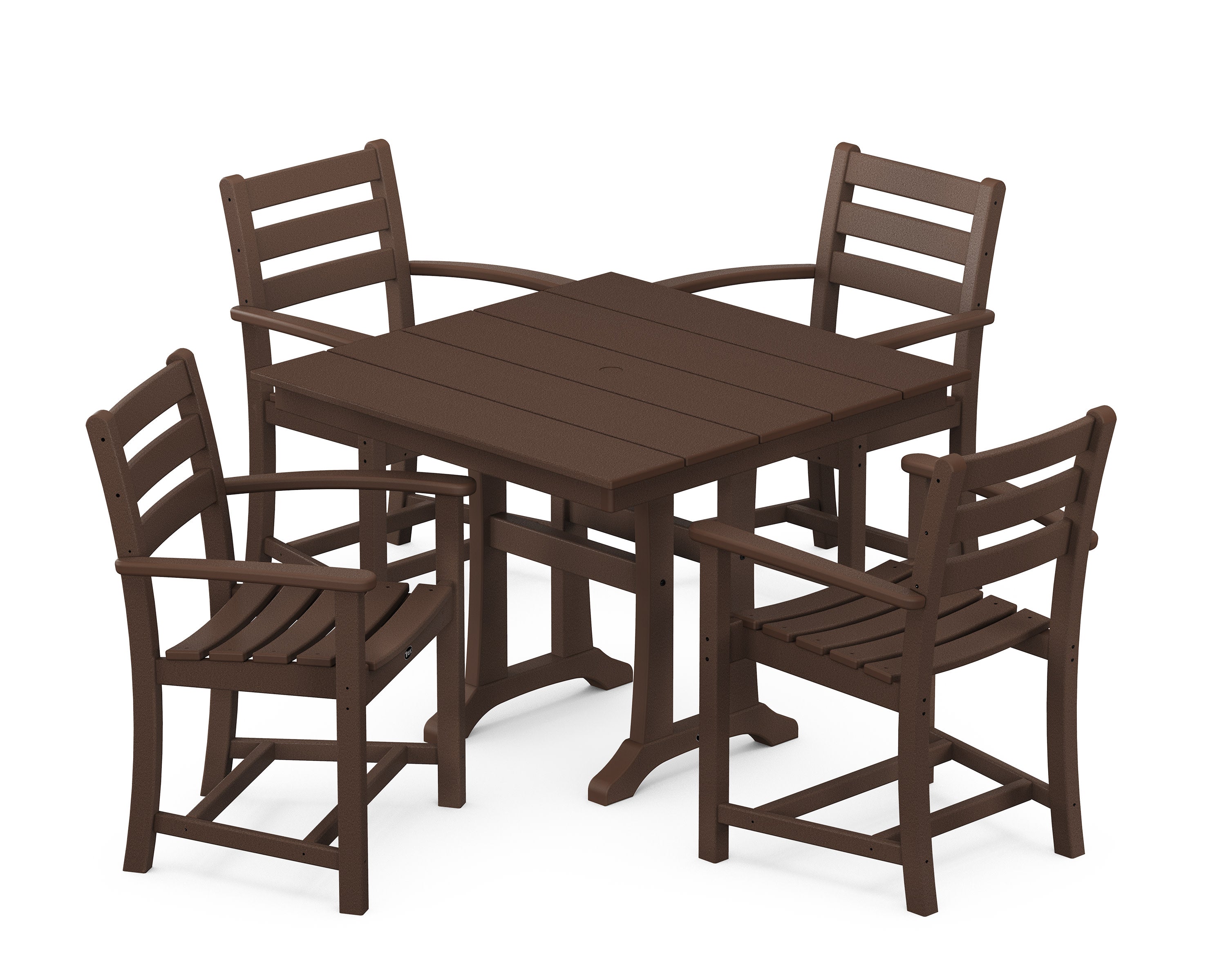 Monterey Bay 5-Piece Farmhouse Trestle Arm Chair Dining Set in Vintage Lantern