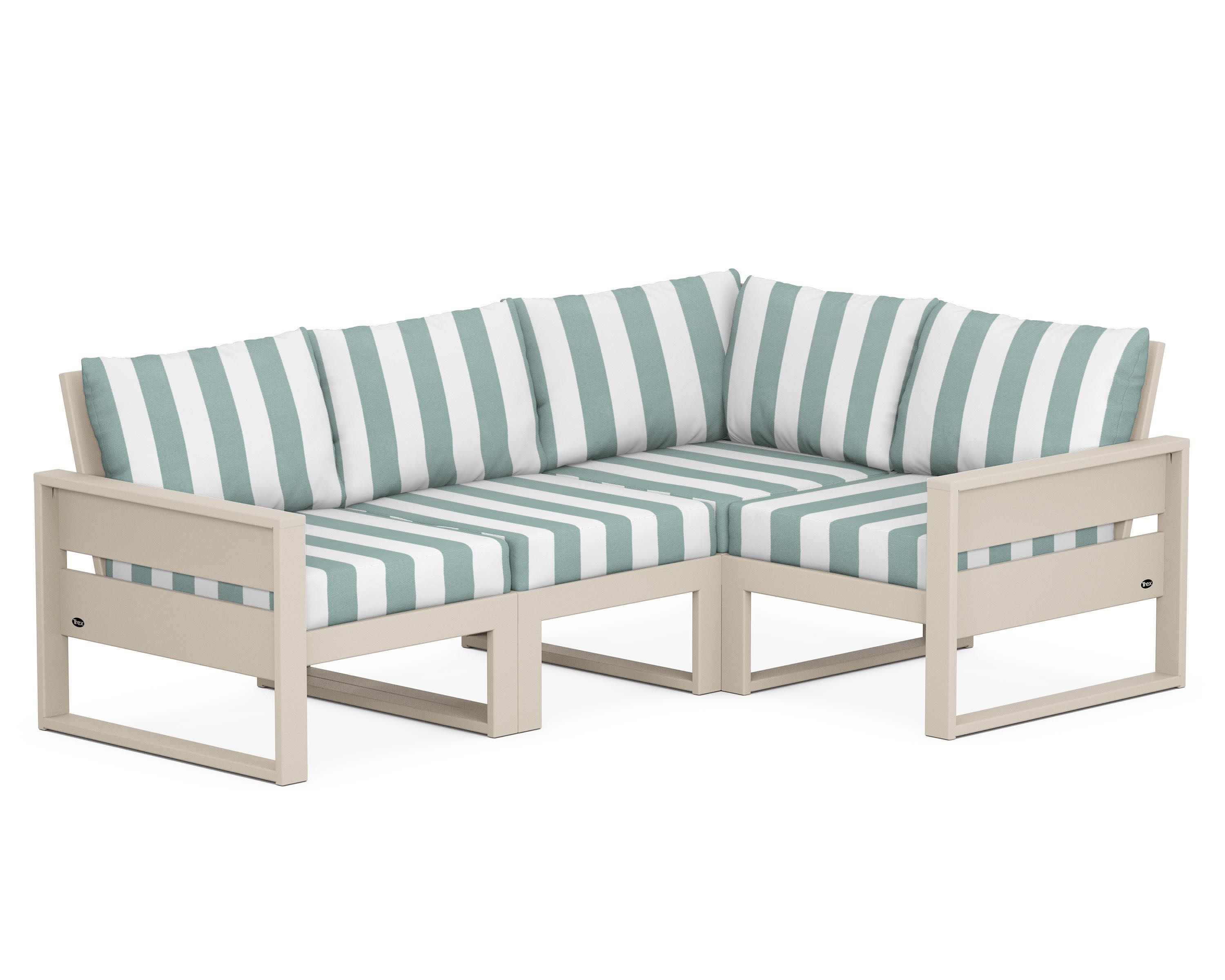 Eastport 4- Piece Sectional in Sand Castle / Cabana Stripe Glacier Spa