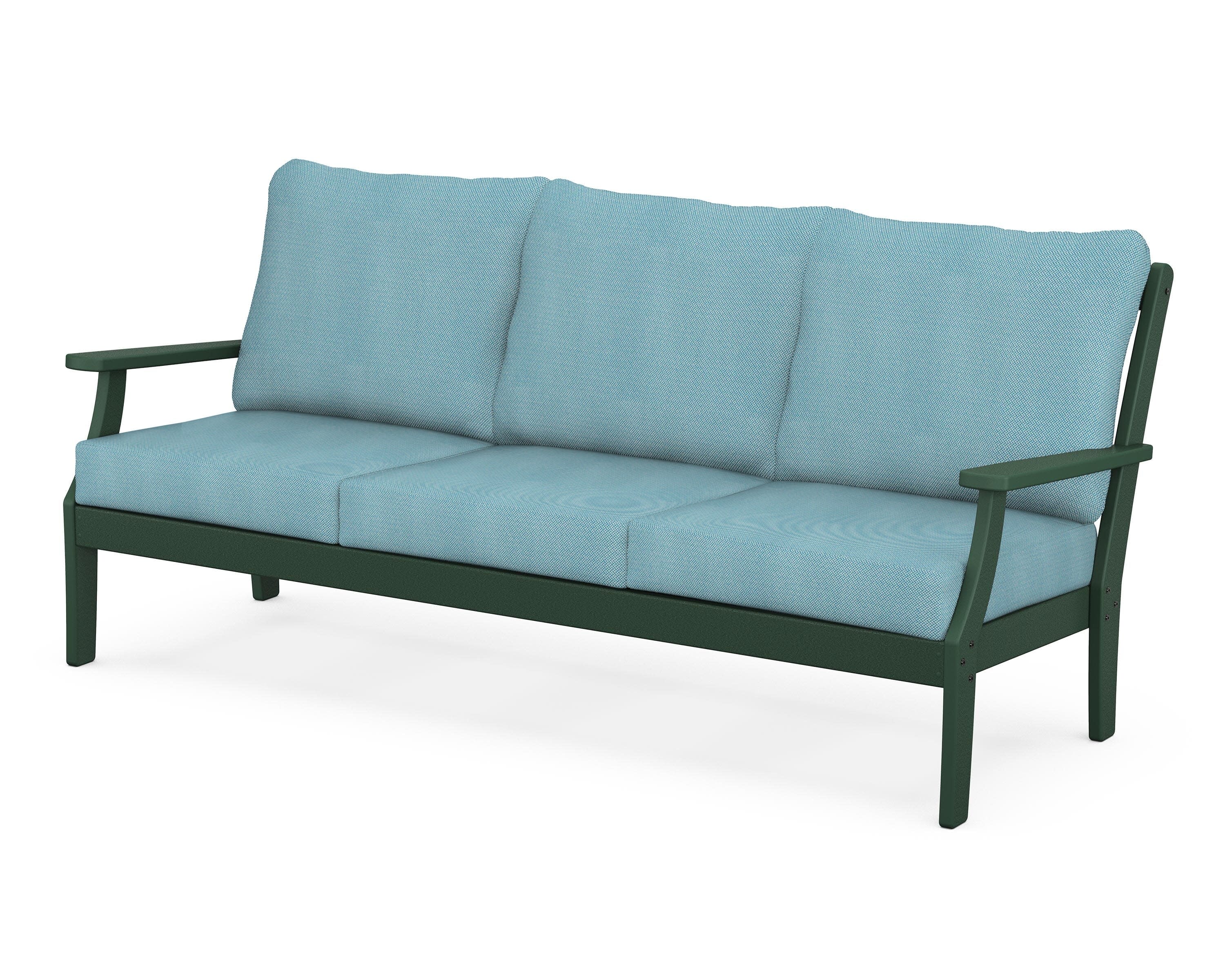 Yacht Club Deep Seating Sofa in Rainforest Canopy / Lattice Sky Blue