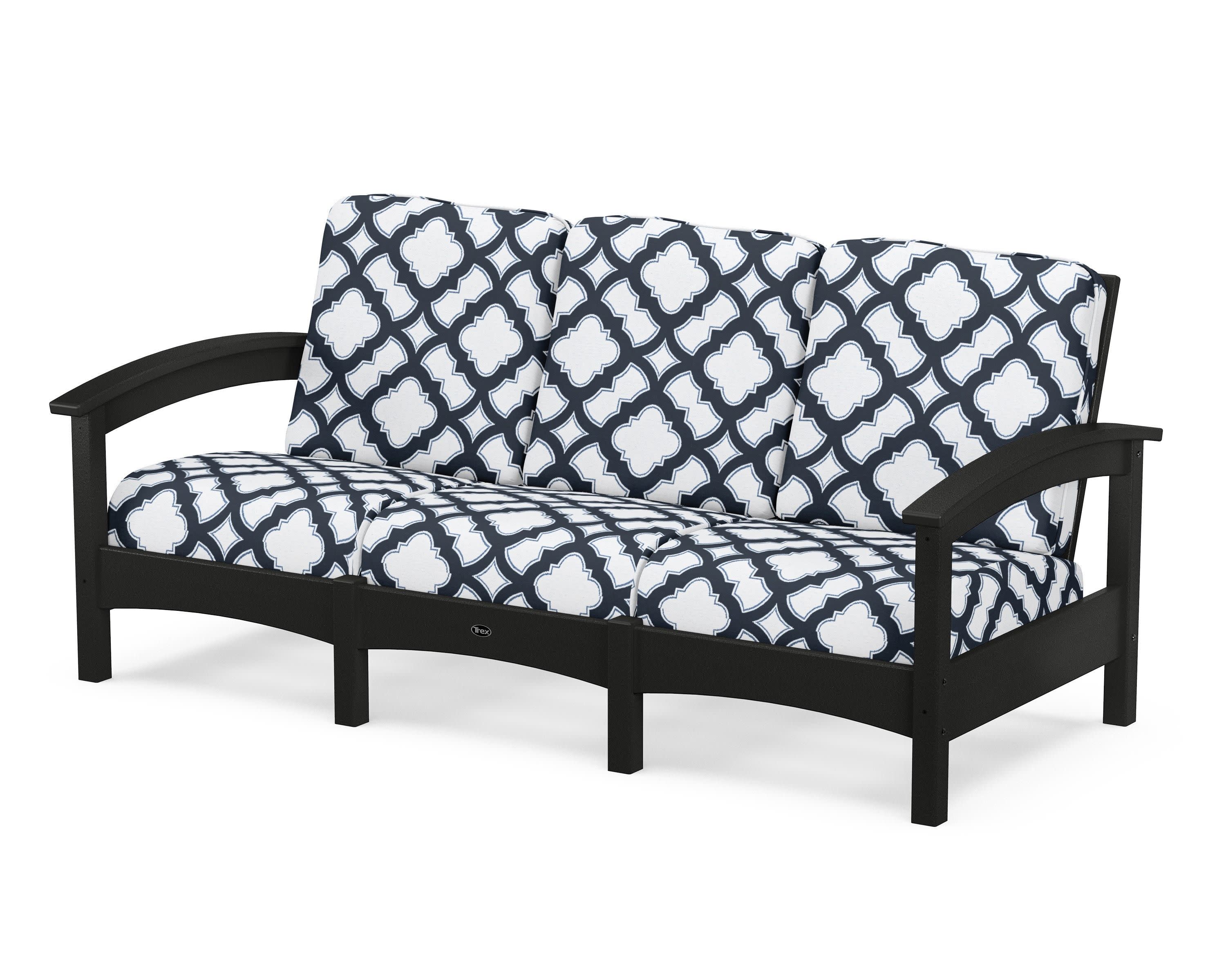 Rockport Club Sofa in Charcoal Black / Trellis Marine Indigo