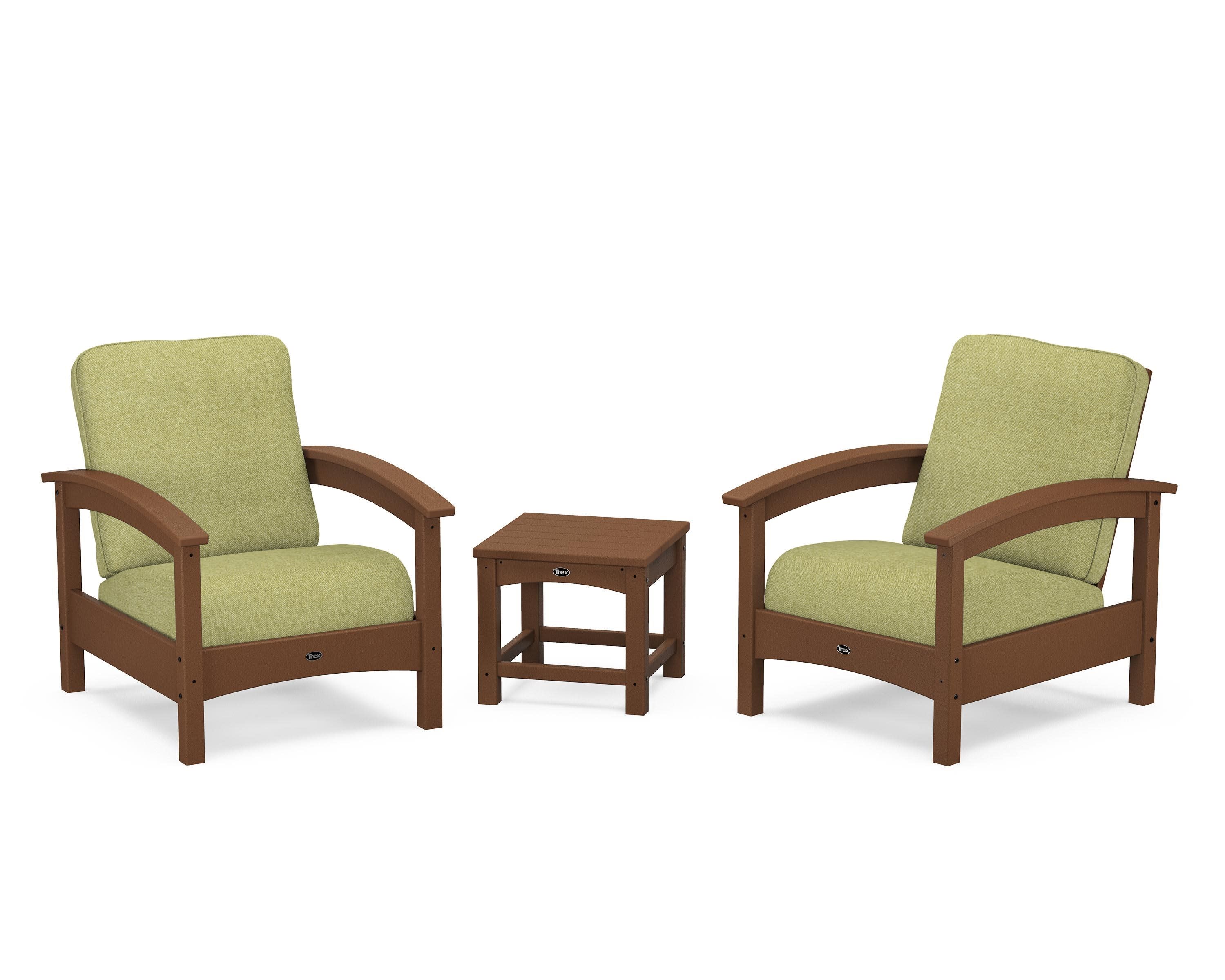 Rockport Club 3-Piece Deep Seating Conversation Set in Tree House / Chartreuse Boucle