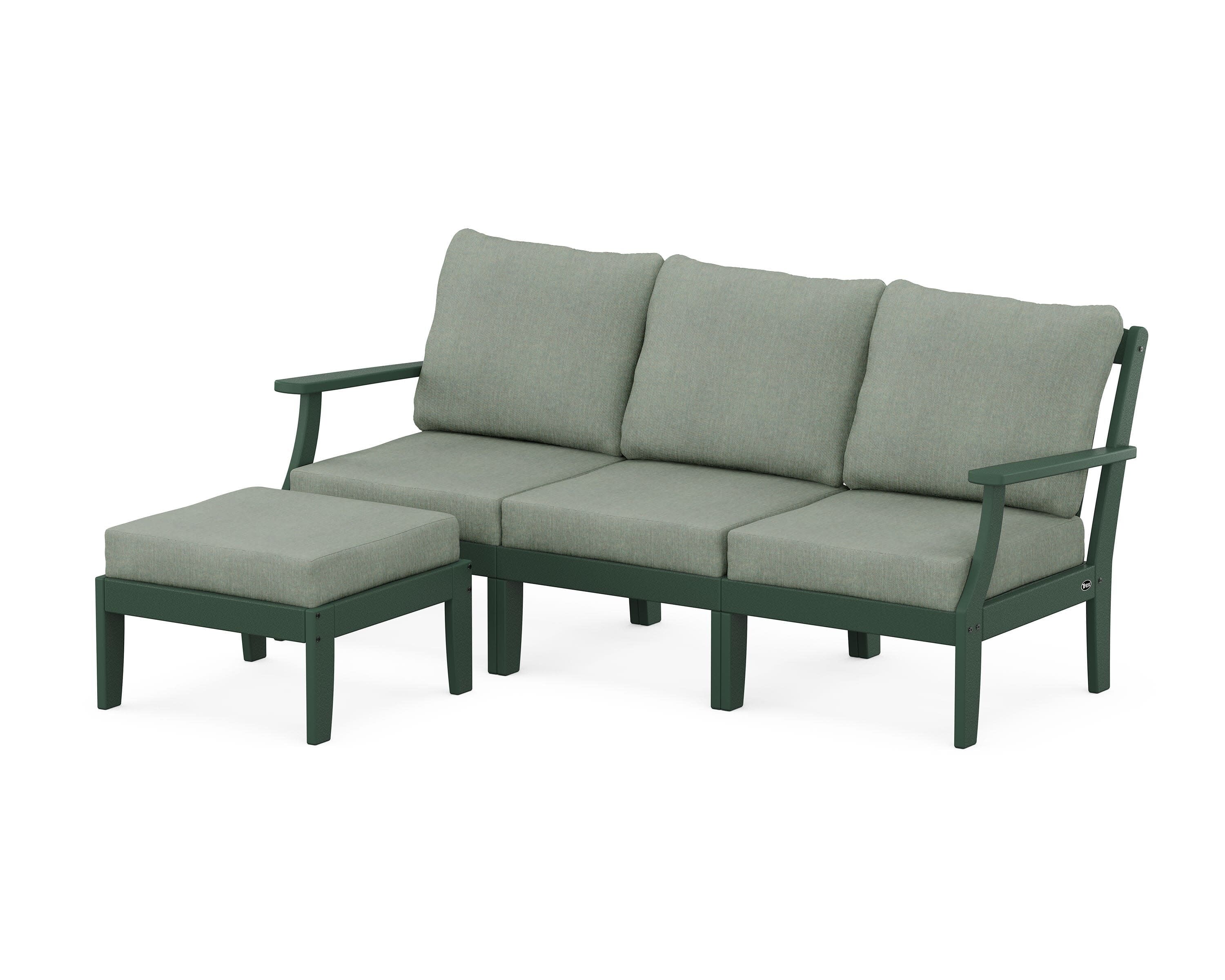 Yacht Club Modular 4-Piece Deep Seating Set with Ottoman in Rainforest Canopy / Cast Sage
