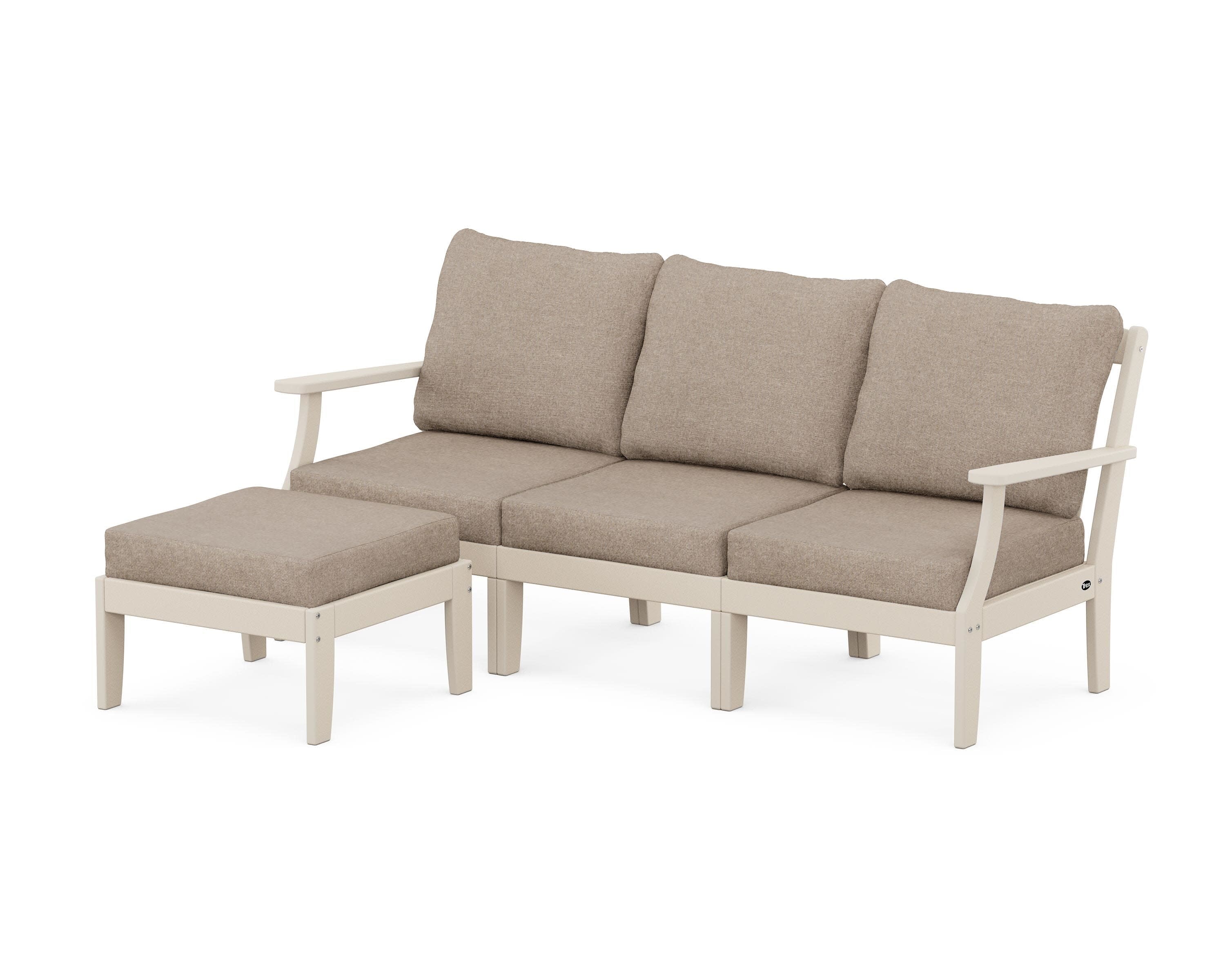 Yacht Club Modular 4-Piece Deep Seating Set with Ottoman in Sand Castle / Spiced Burlap