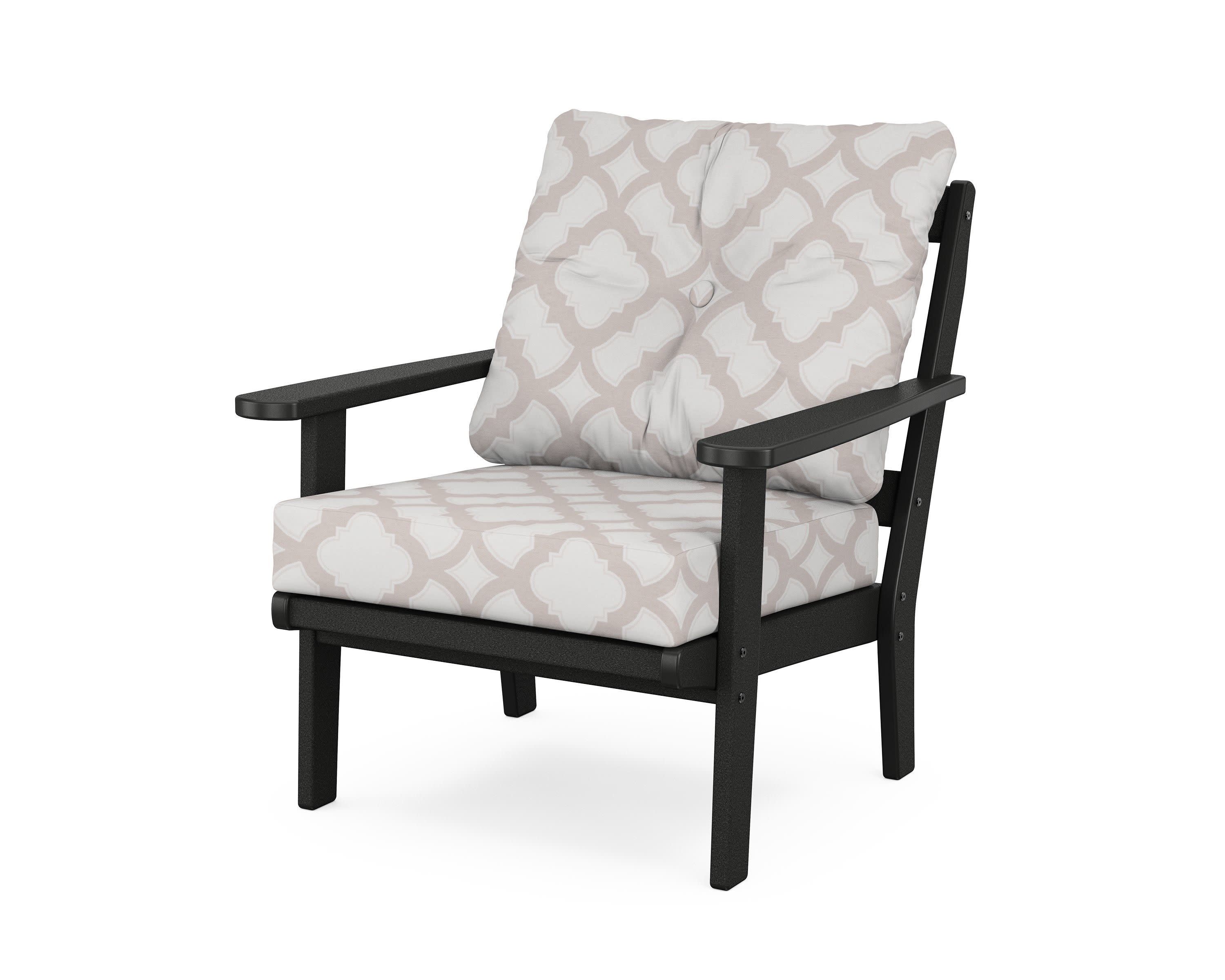 Cape Cod Deep Seating Chair in Charcoal Black / Trellis Dune Burlap