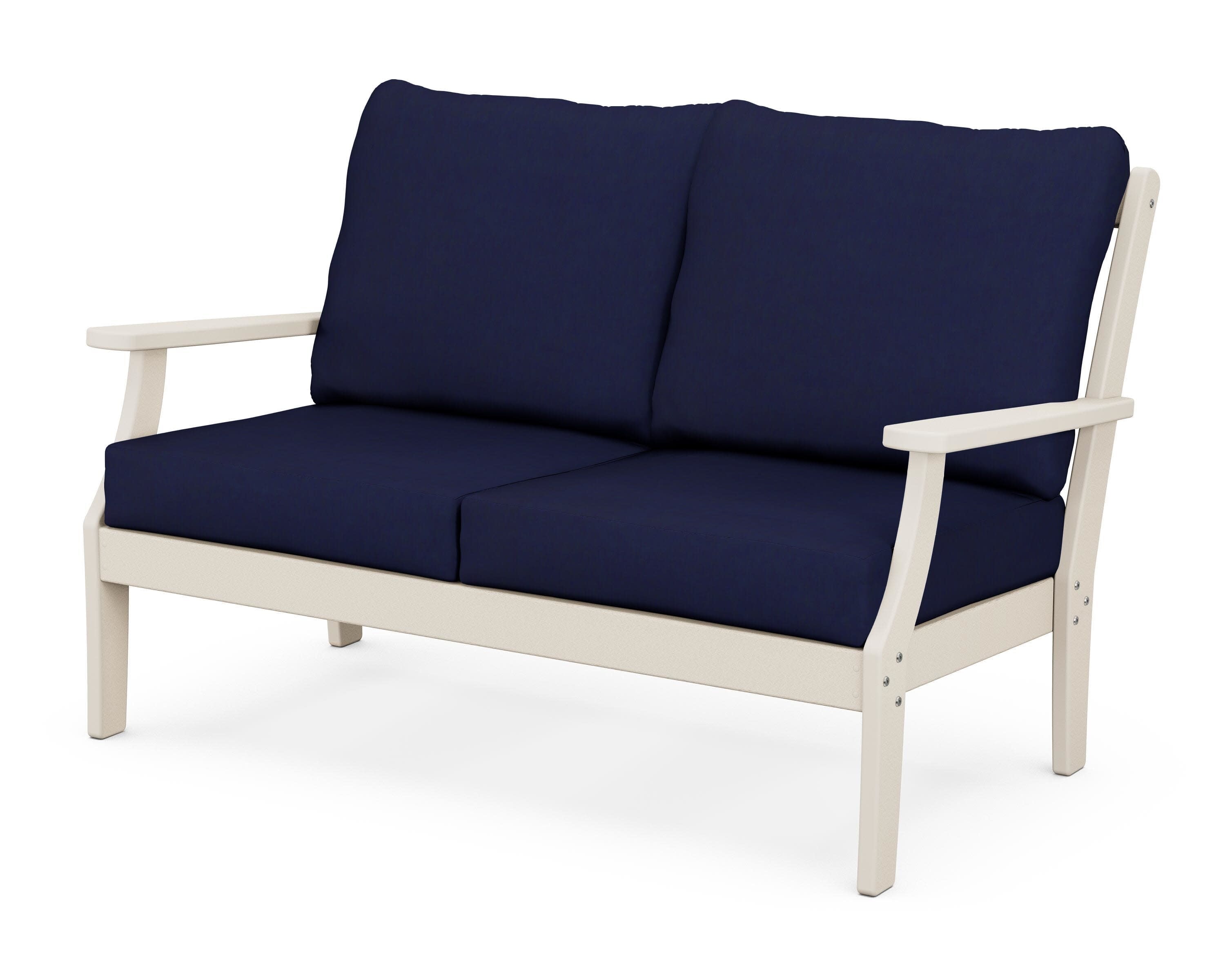 Yacht Club Deep Seating Loveseat in Sand Castle / Navy