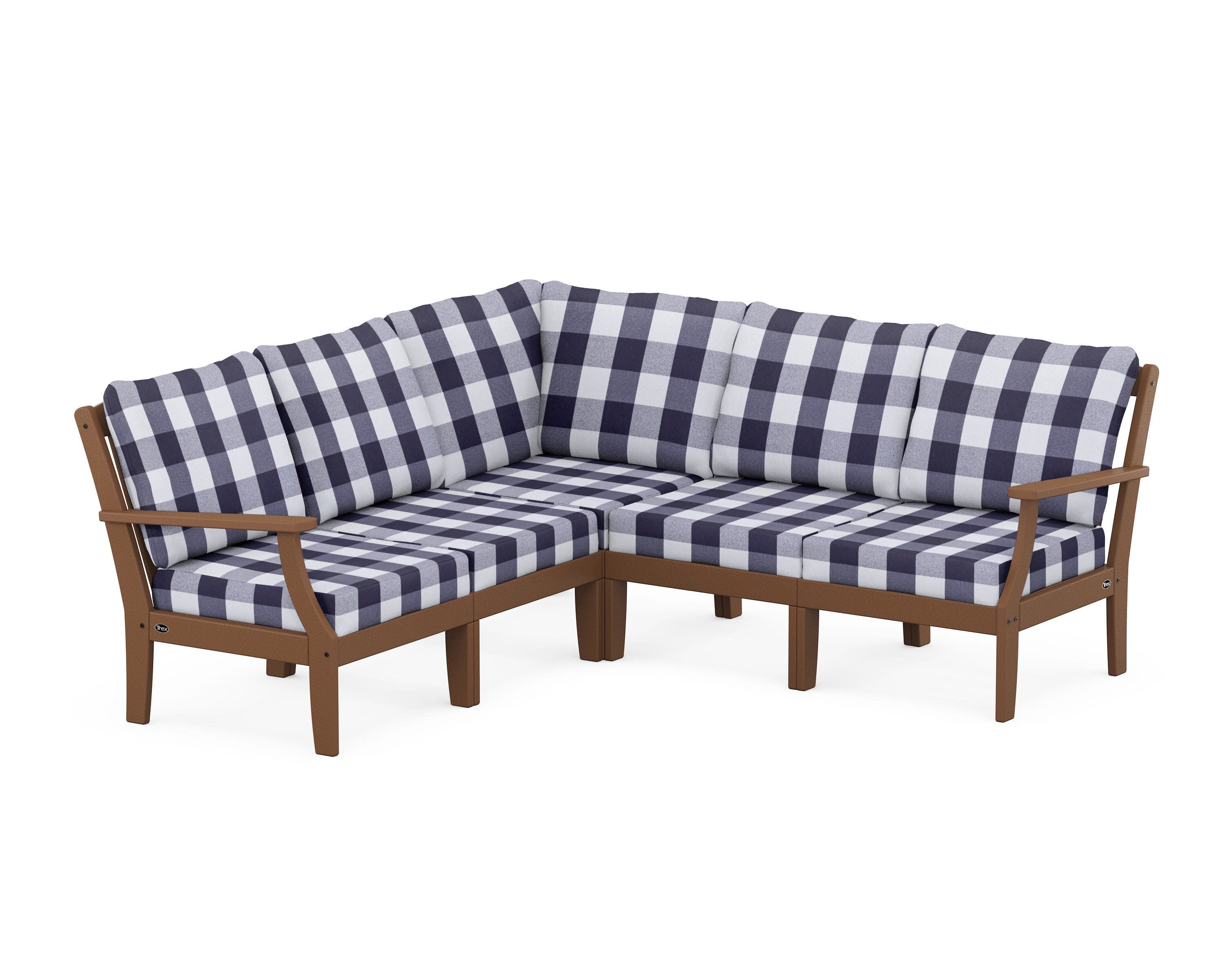 Yacht Club Modular 5-Piece Deep Seating Set in Tree House / Buffalo Plaid Navy