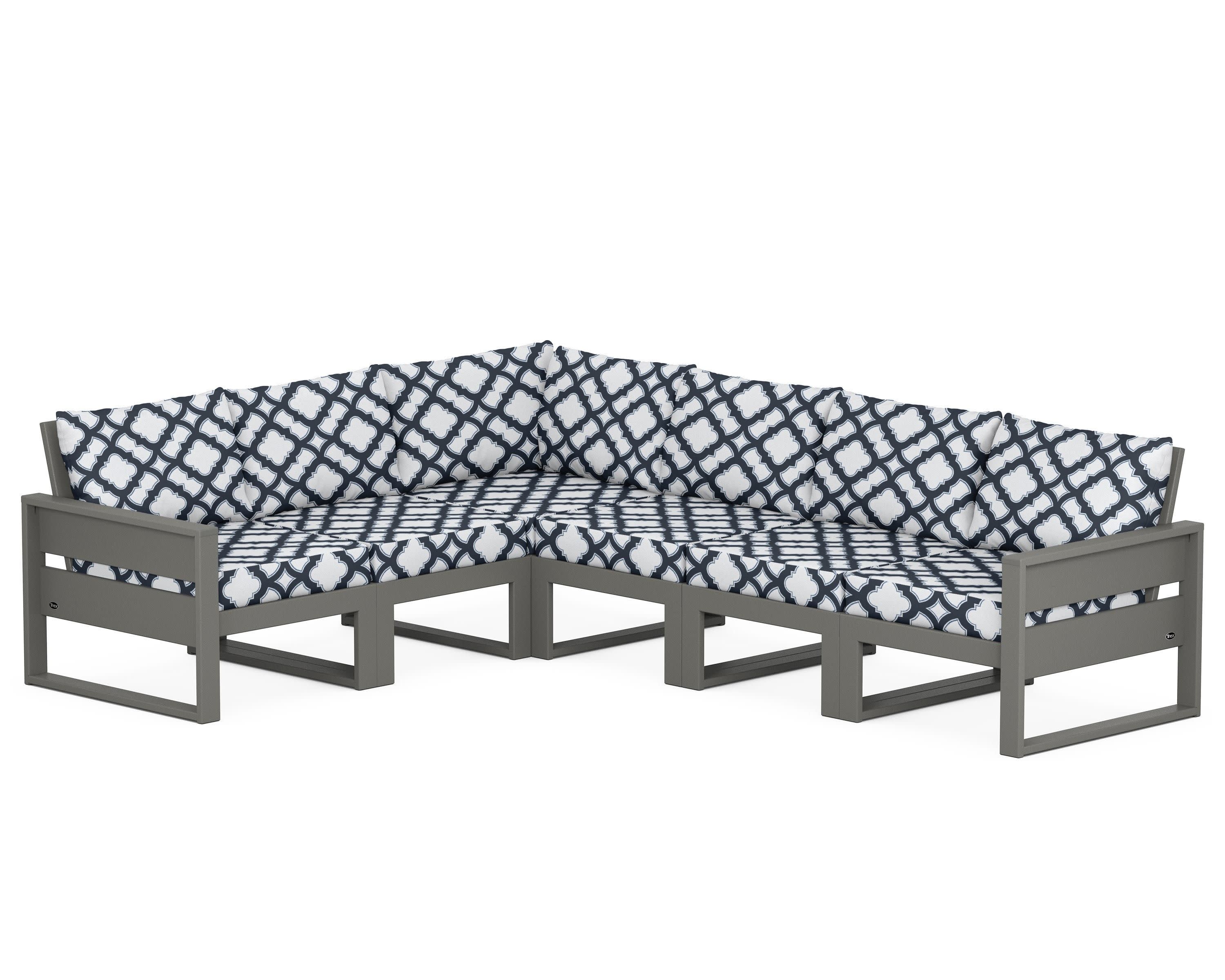 Eastport 6-Piece Sectional in Stepping Stone / Trellis Marine Indigo
