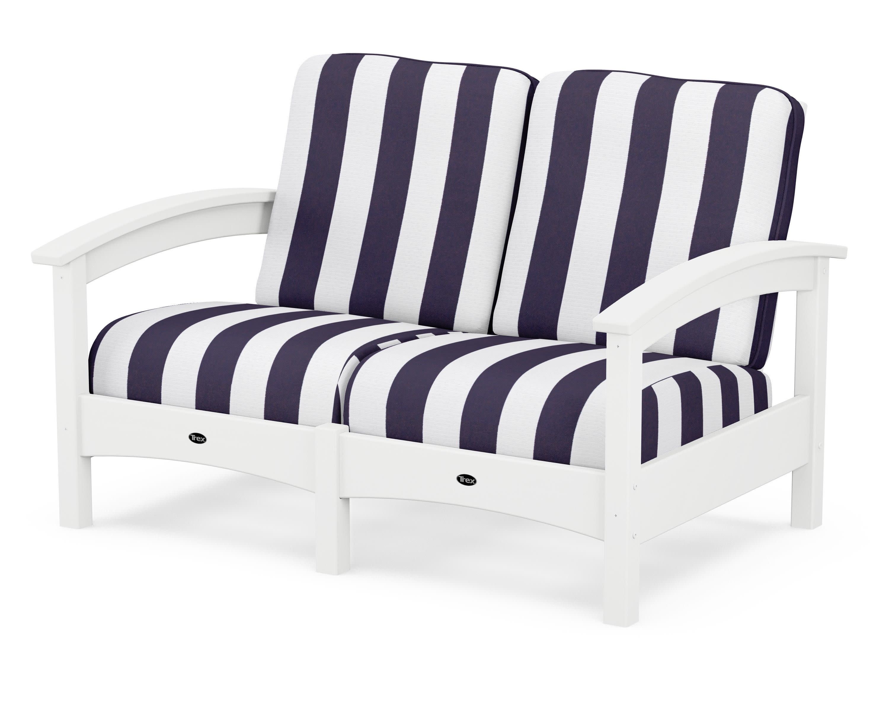 Rockport Club Loveseat in Classic White / Cabana Stripe Navy