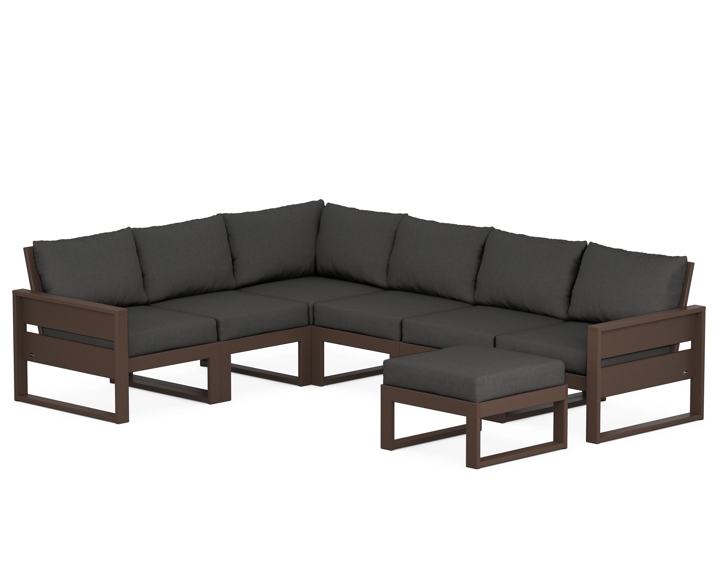 Eastport 6-Piece Sectional with Ottoman in Vintage Lantern / Spectrum Carbon