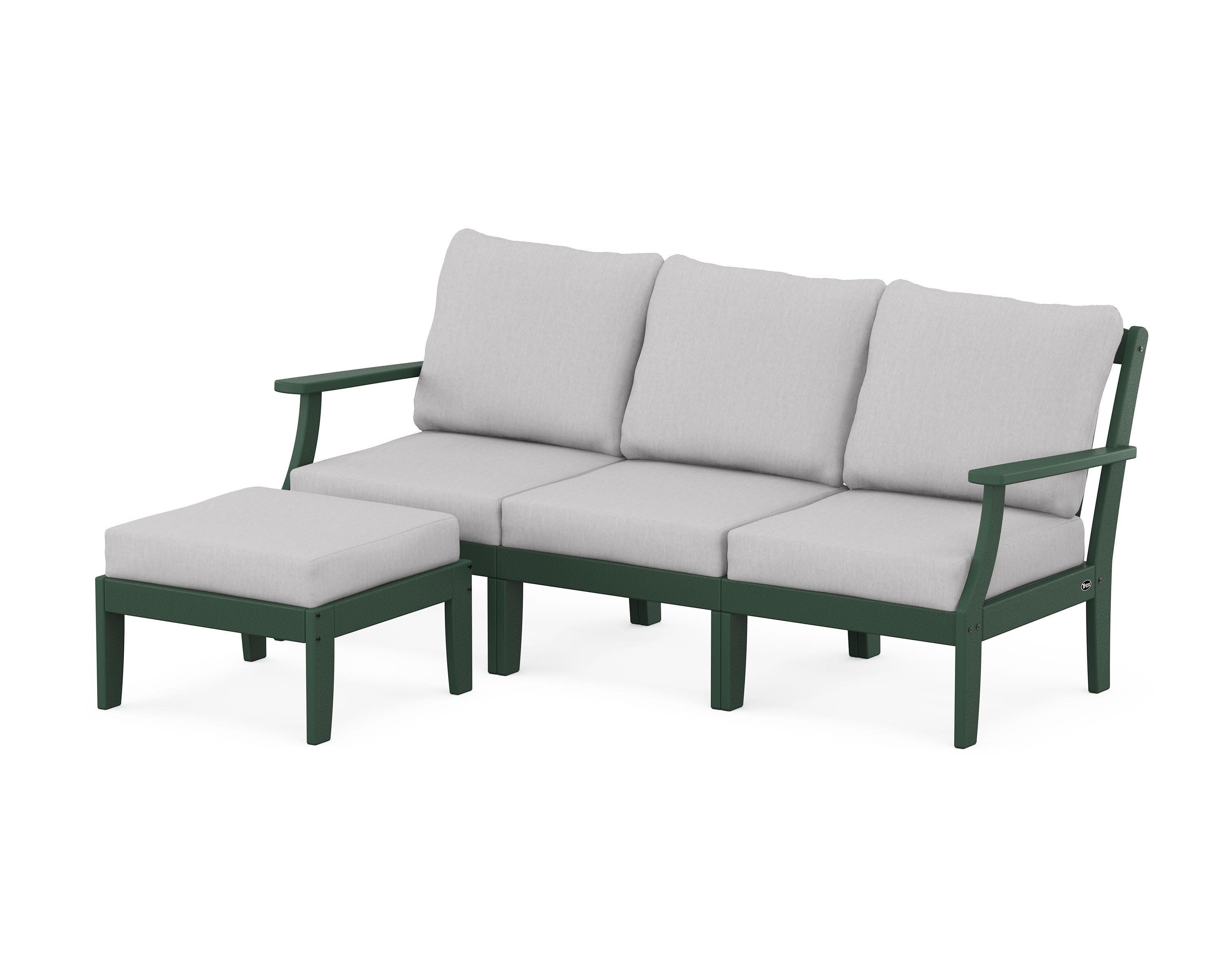 Yacht Club Modular 4-Piece Deep Seating Set with Ottoman in Rainforest Canopy / Granite