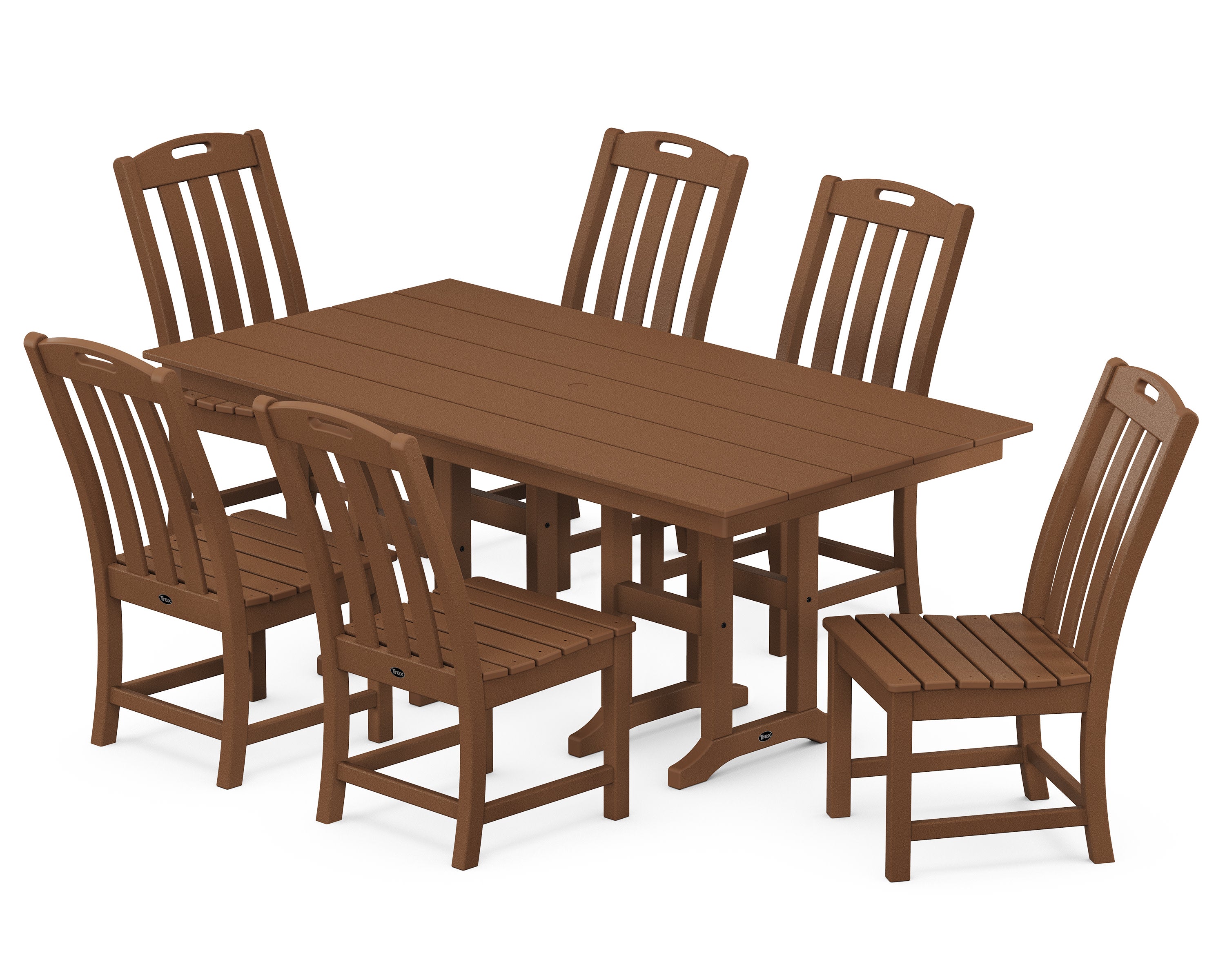 Yacht Club 7-Piece Farmhouse Side Chair Dining Set in Tree House
