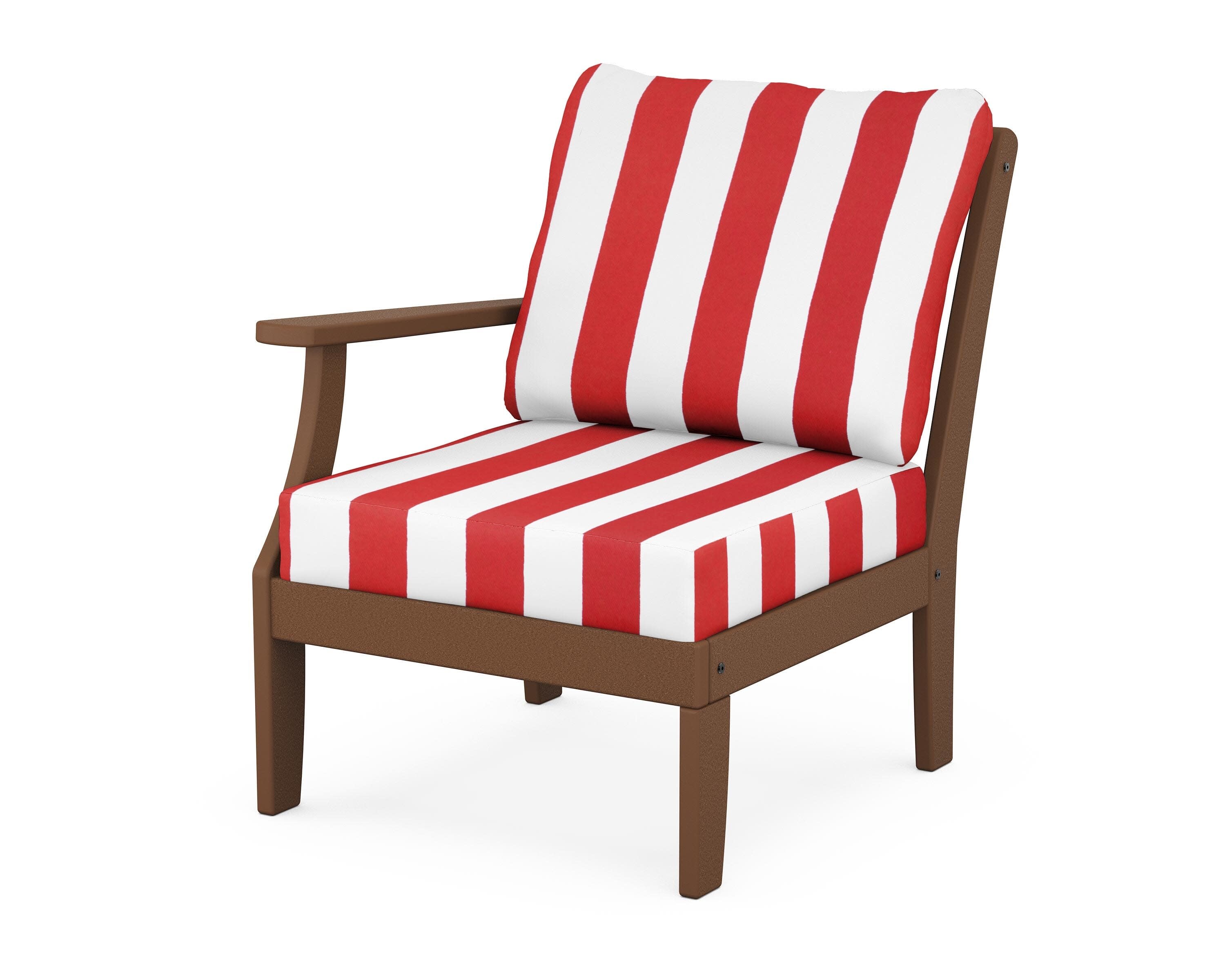 Yacht Club Modular Left Arm Chair in Tree House / Cabana Stripe Crimson