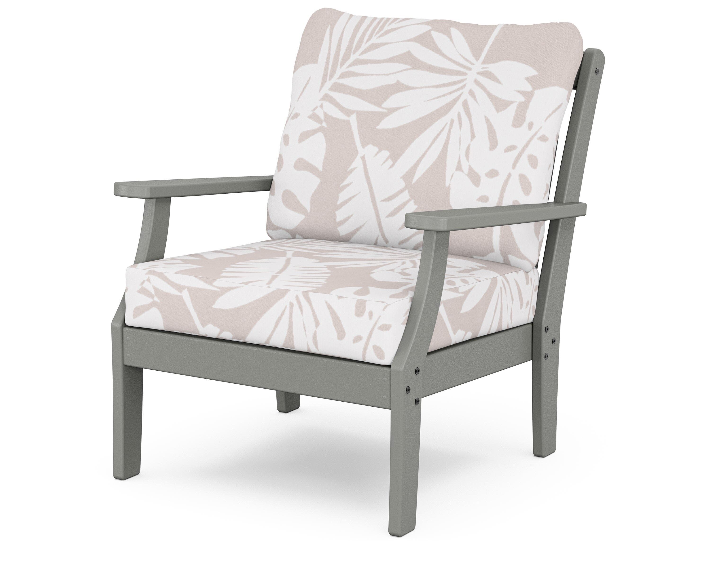 Yacht Club Deep Seating Chair in Stepping Stone / Leaf Dune Burlap