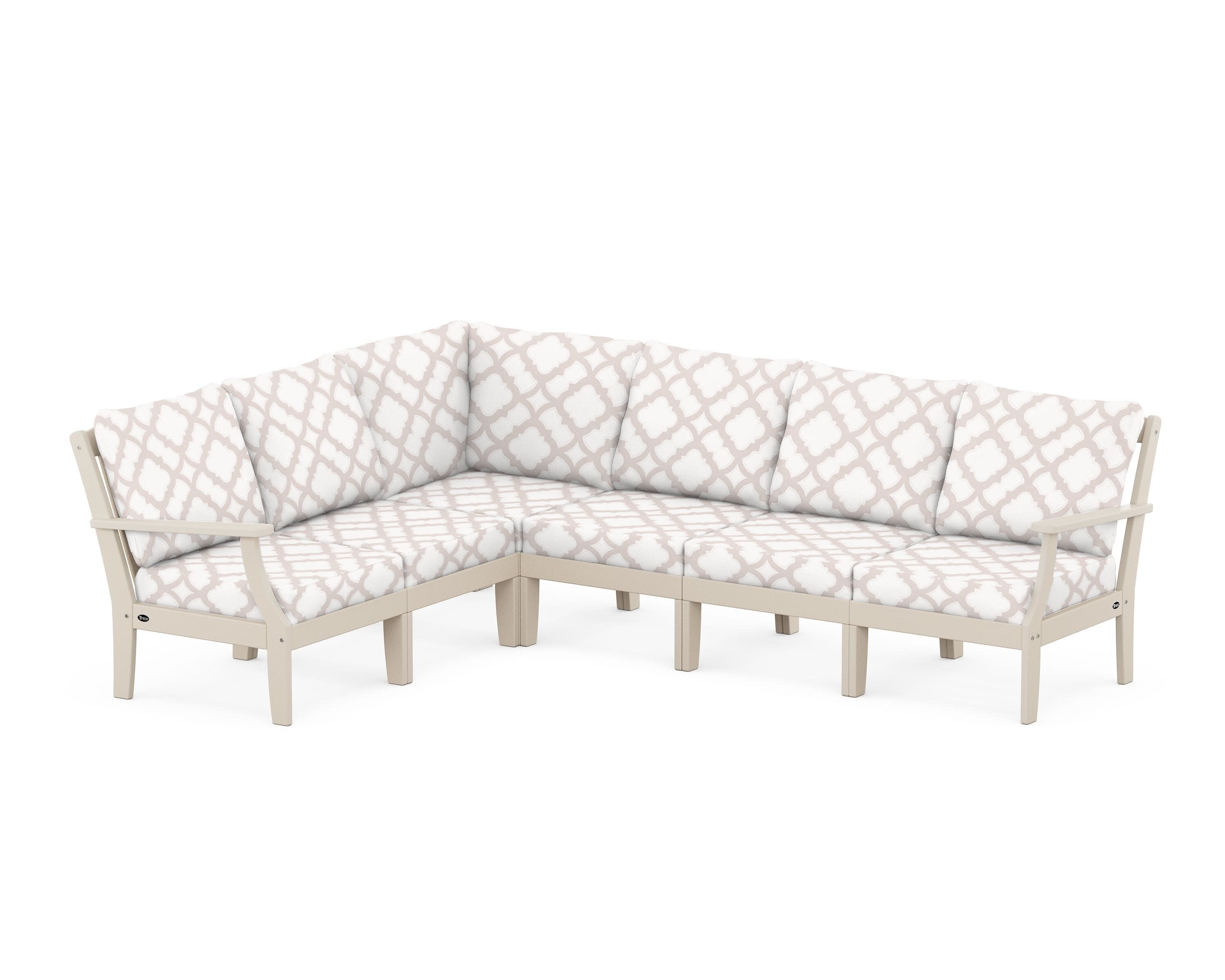 Yacht Club Modular 6-Piece Deep Seating Set in Sand Castle / Trellis Dune Burlap