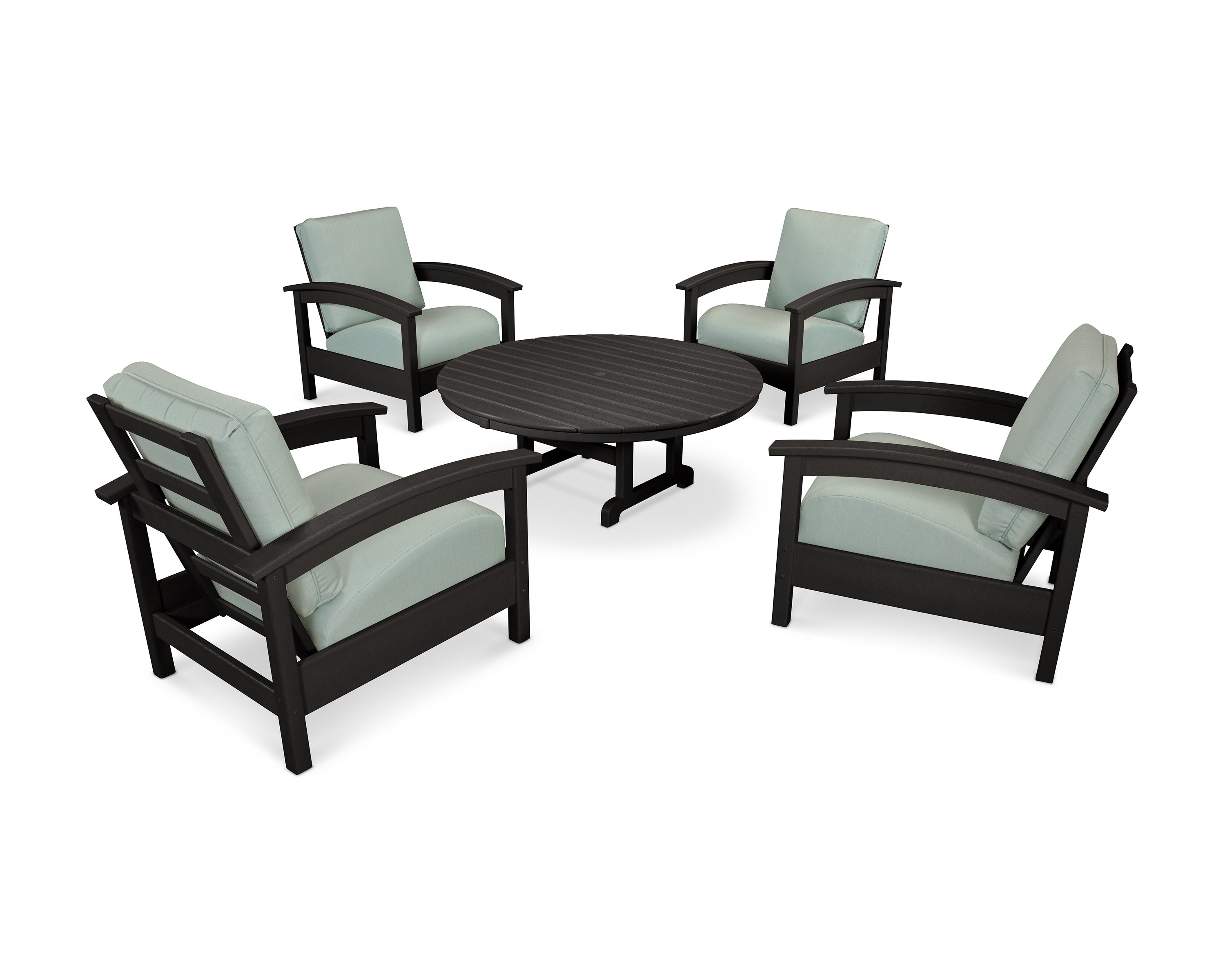 Rockport 5-Piece Deep Seating Set in Charcoal Black / Spa