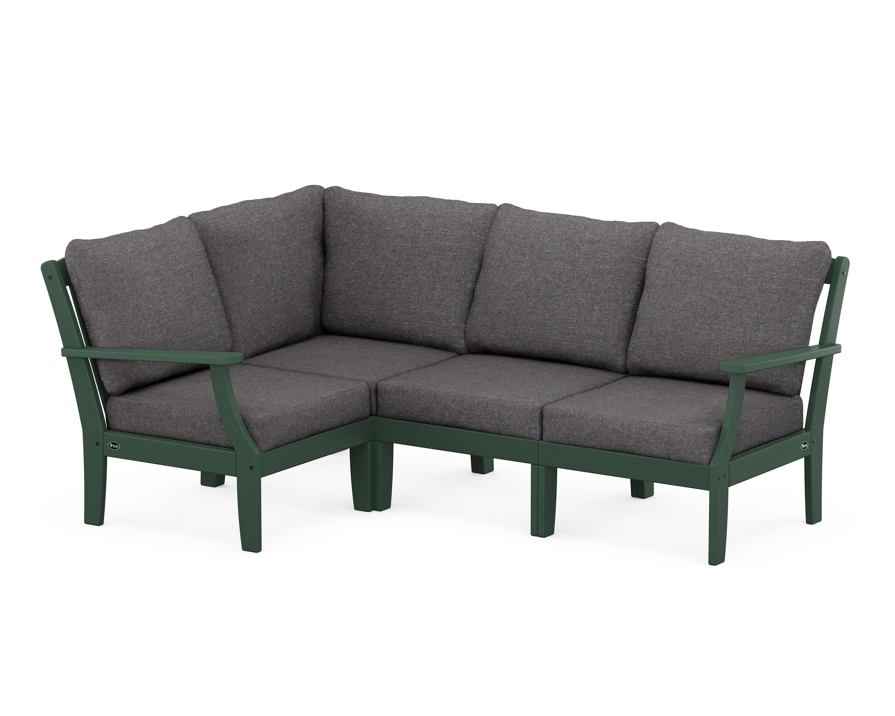 Yacht Club Modular 4-Piece Deep Seating Set in Rainforest Canopy / Ash Charcoal