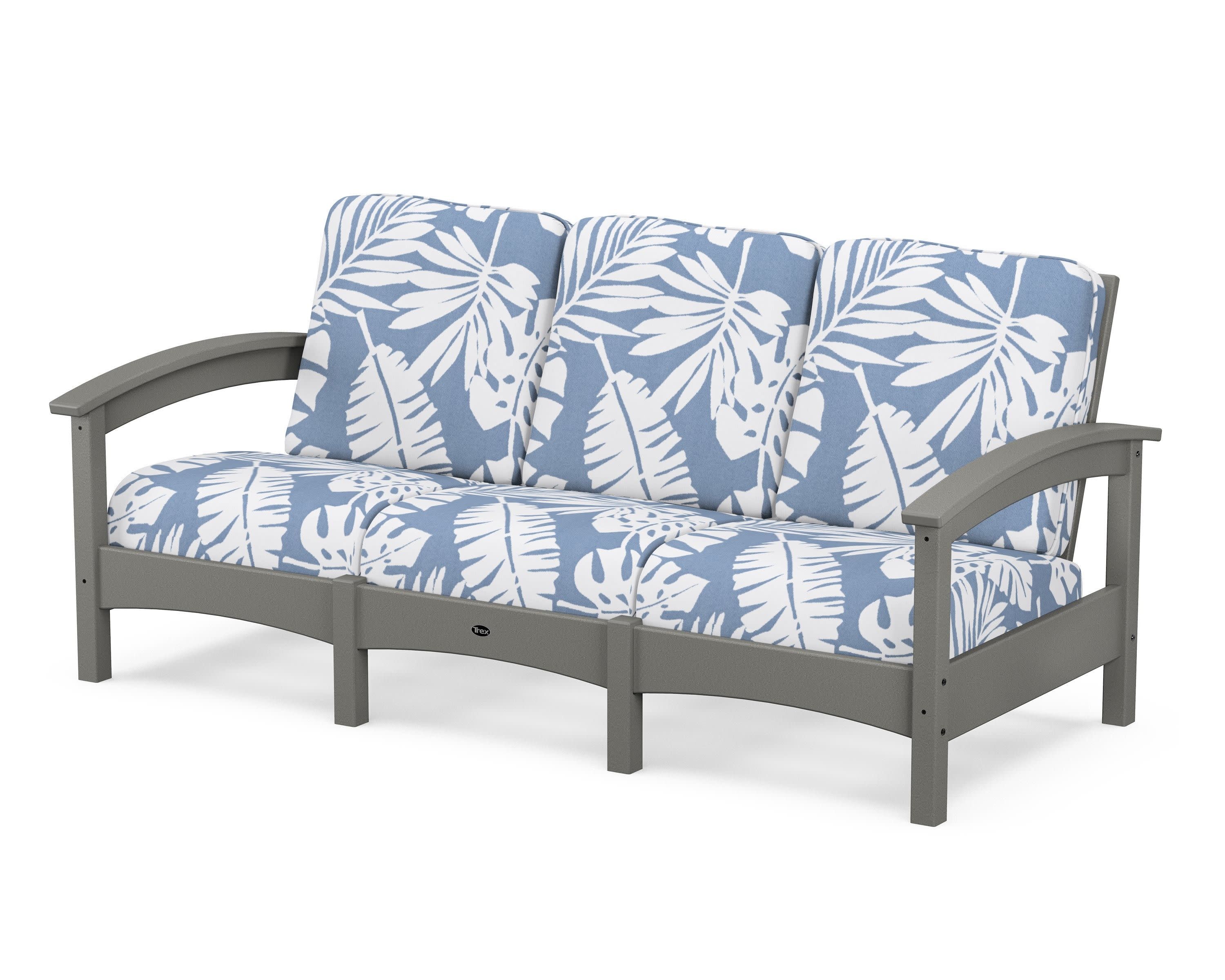 Rockport Club Sofa in Stepping Stone / Leaf Sky Blue