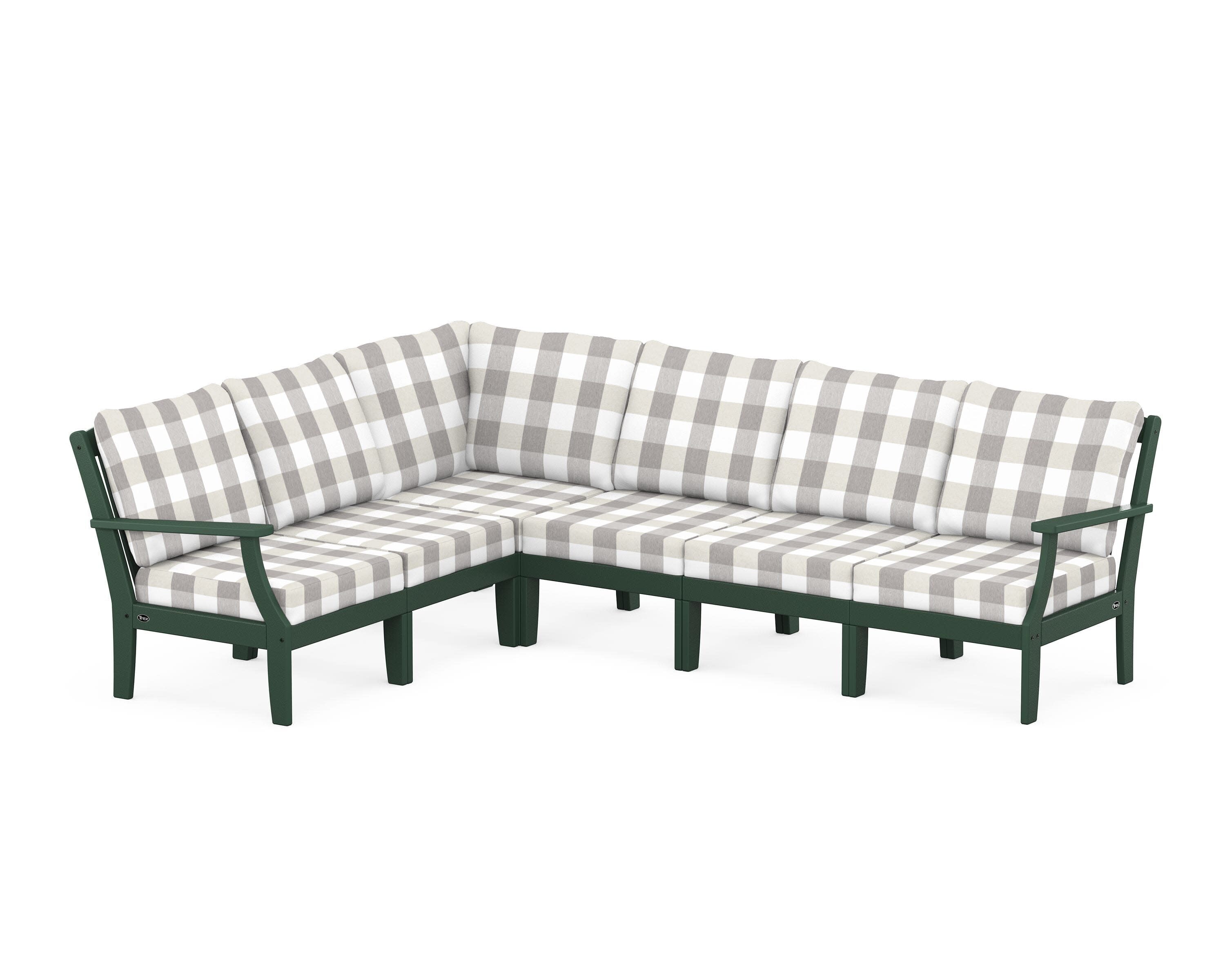 Yacht Club Modular 6-Piece Deep Seating Set in Rainforest Canopy / Buffalo Plaid Grey Mist