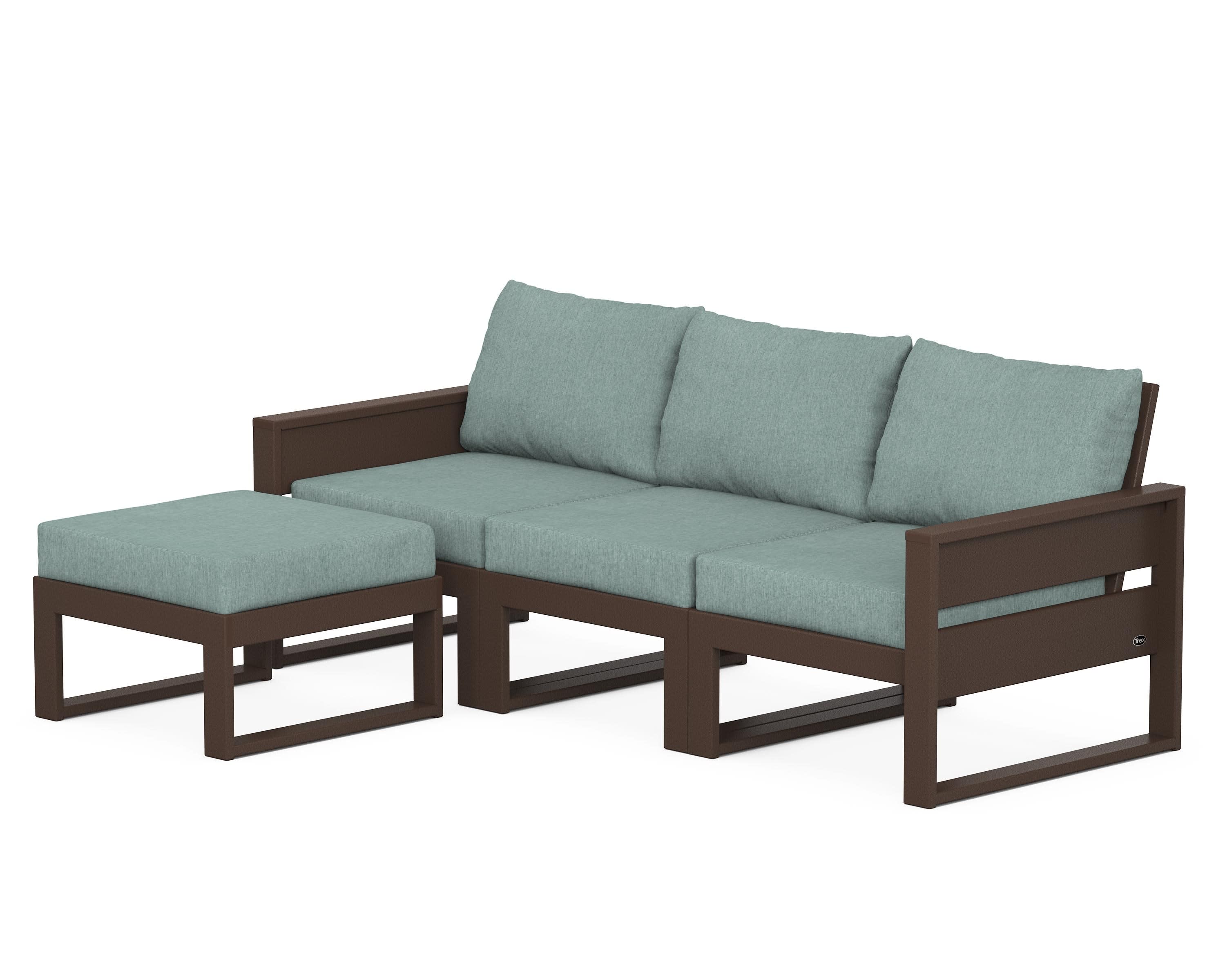 Eastport 4- Piece Sectional with Ottoman in Vintage Lantern / Glacier Spa