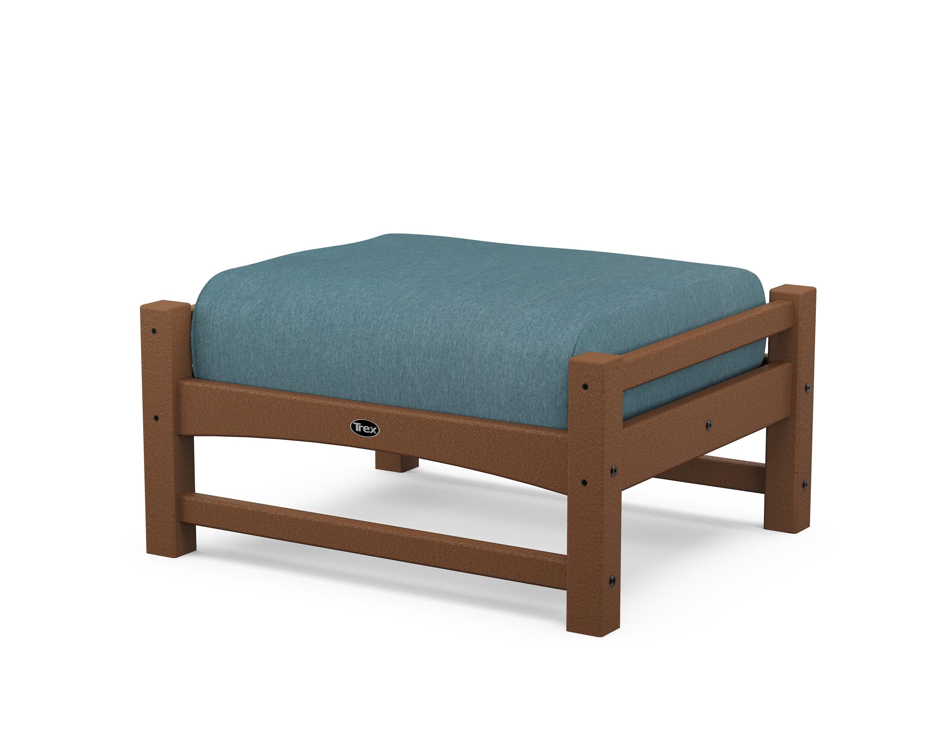 Rockport Club Ottoman in Tree House / Ocean Teal