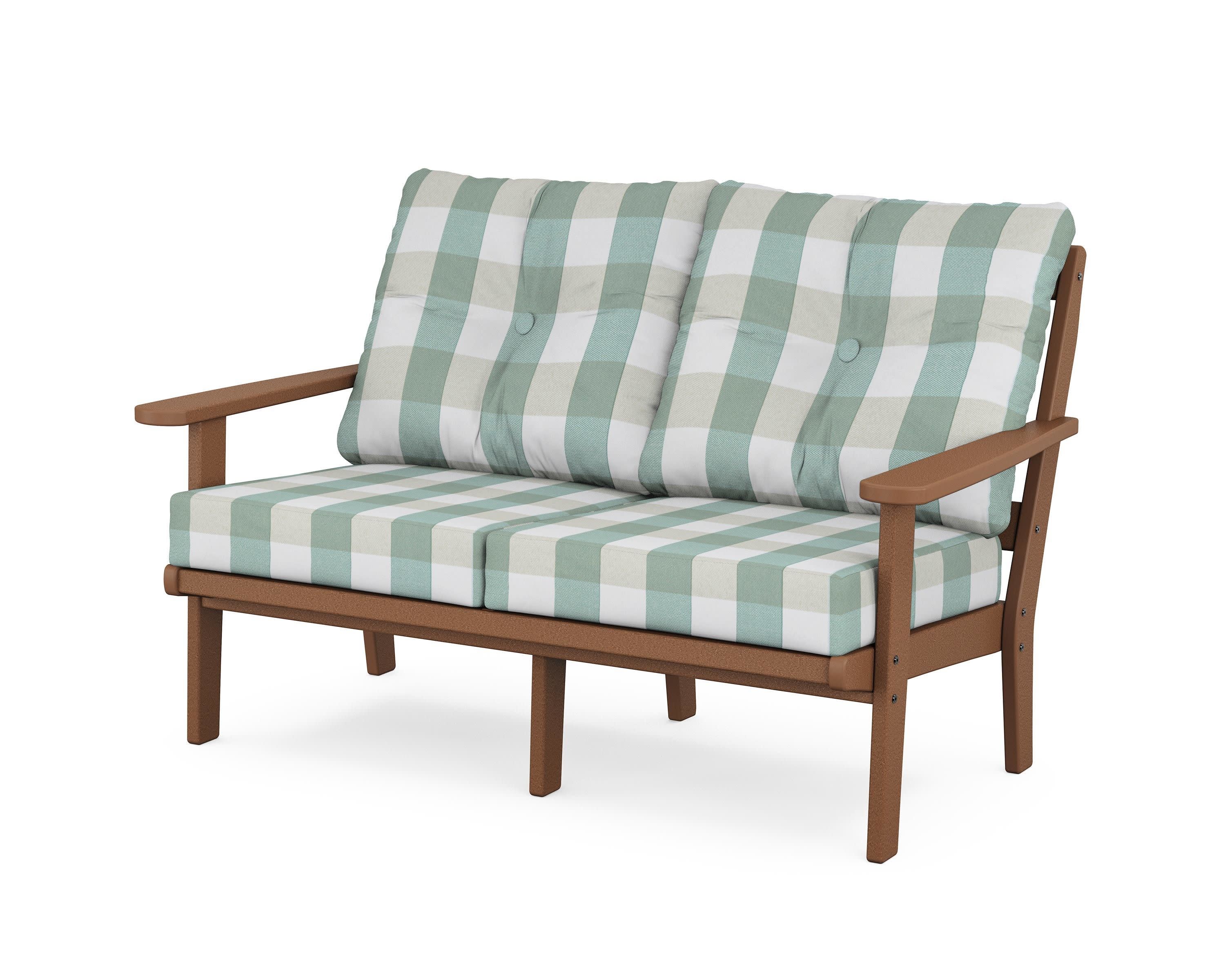 Cape Cod Deep Seating Loveseat in Tree House / Buffalo Plaid Glacier Spa
