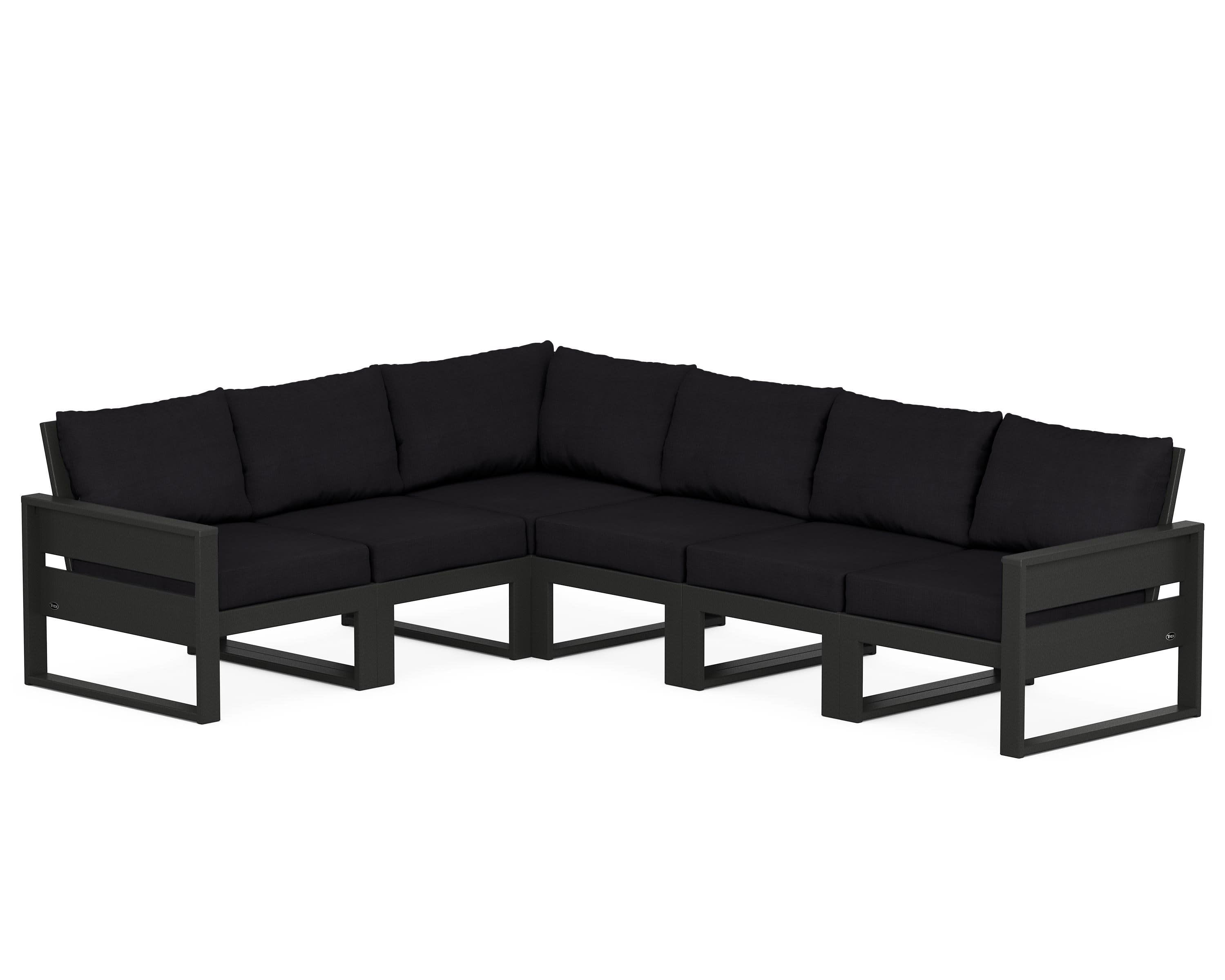 Eastport 6-Piece Sectional in Charcoal Black / Midnight Linen
