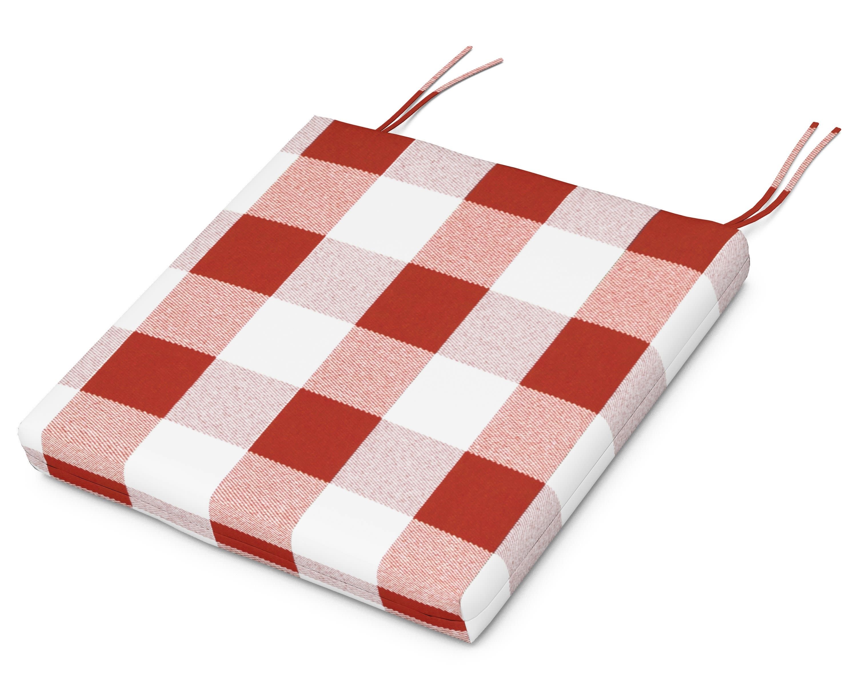 Seat Cushion - 17.5"D x 20"W x 2.5"H in Buffalo Plaid Crimson