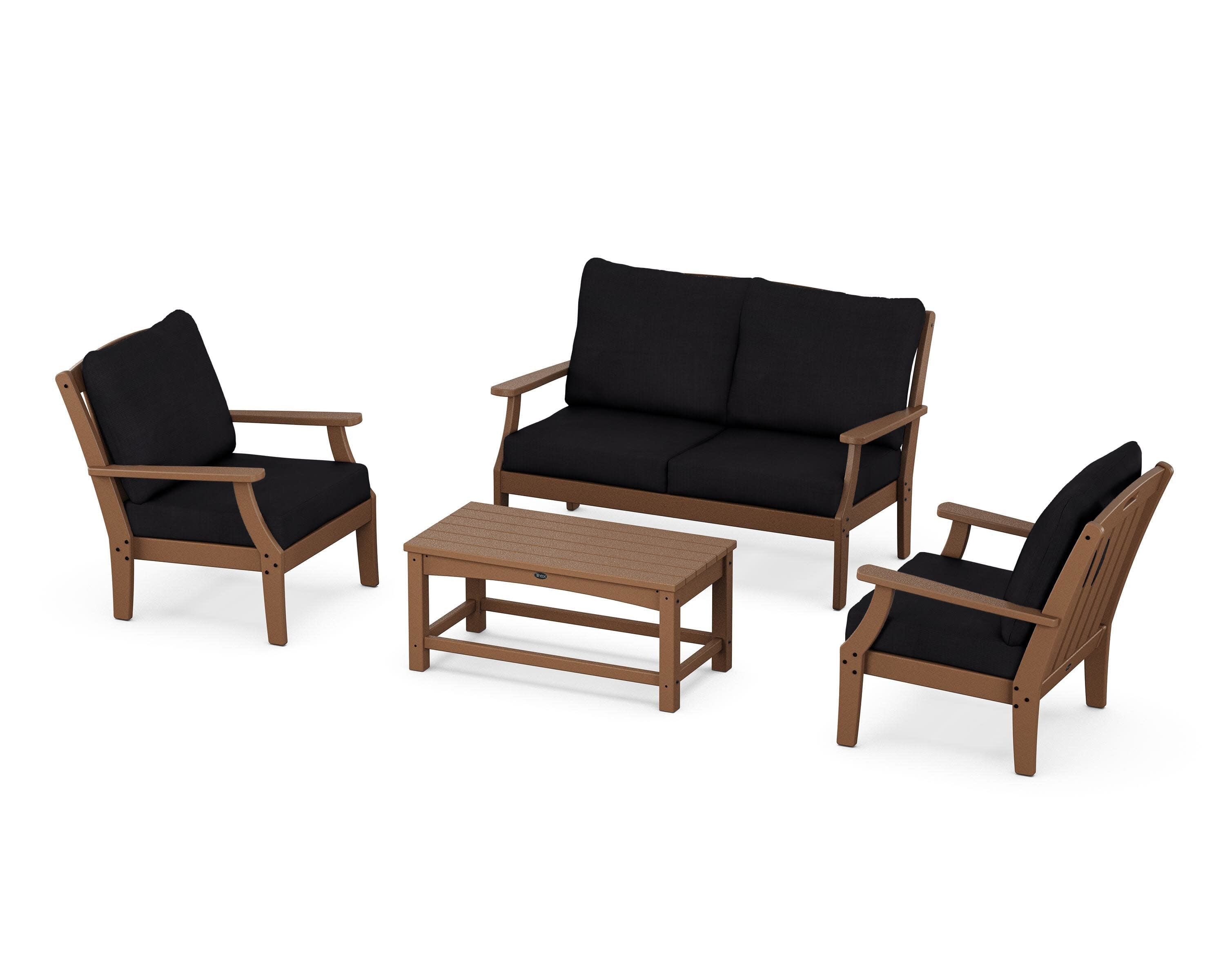 Yacht Club 4-Piece Deep Seating Chair Set in Tree House / Midnight Linen