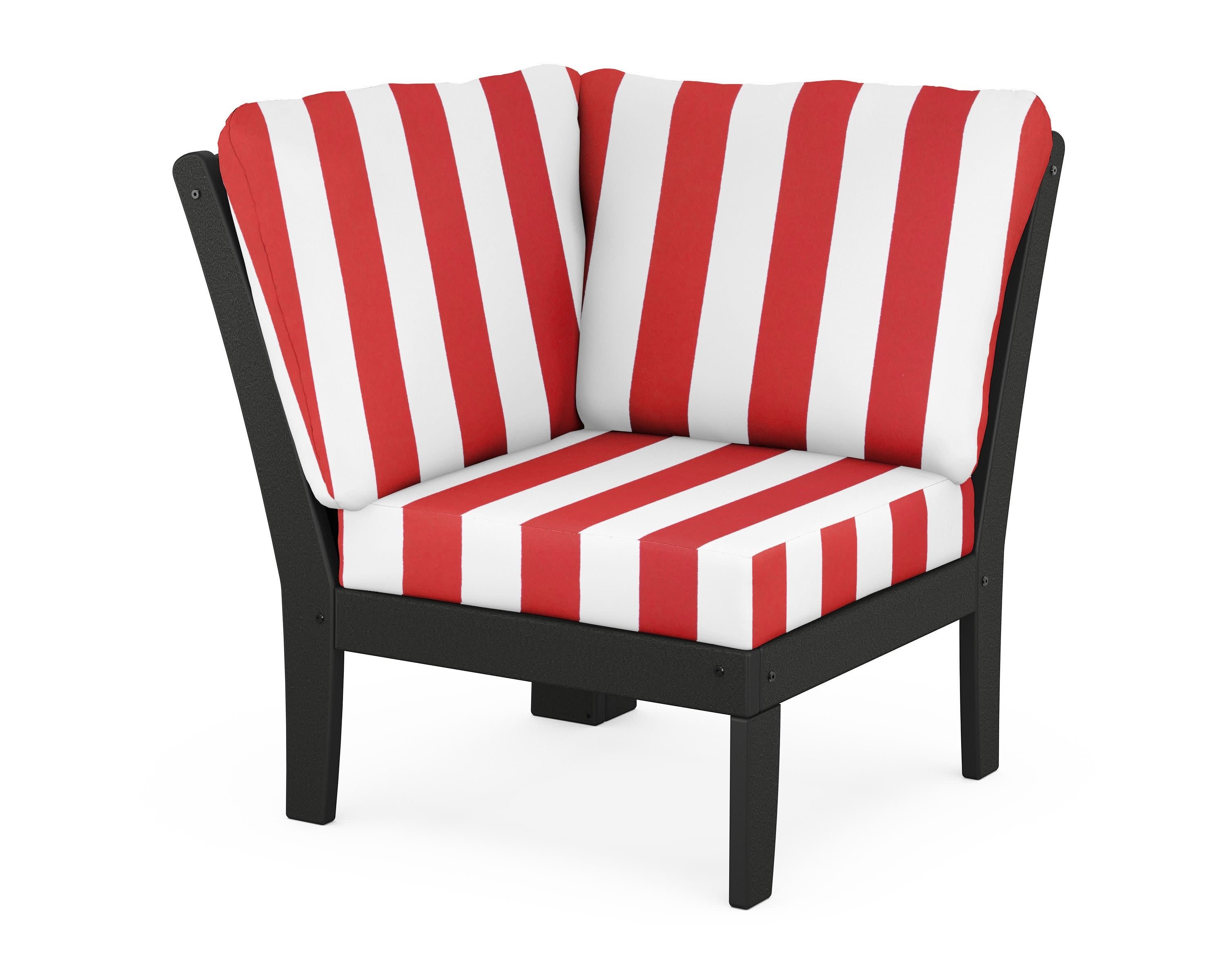 Yacht Club Modular Corner Chair in Charcoal Black / Cabana Stripe Crimson