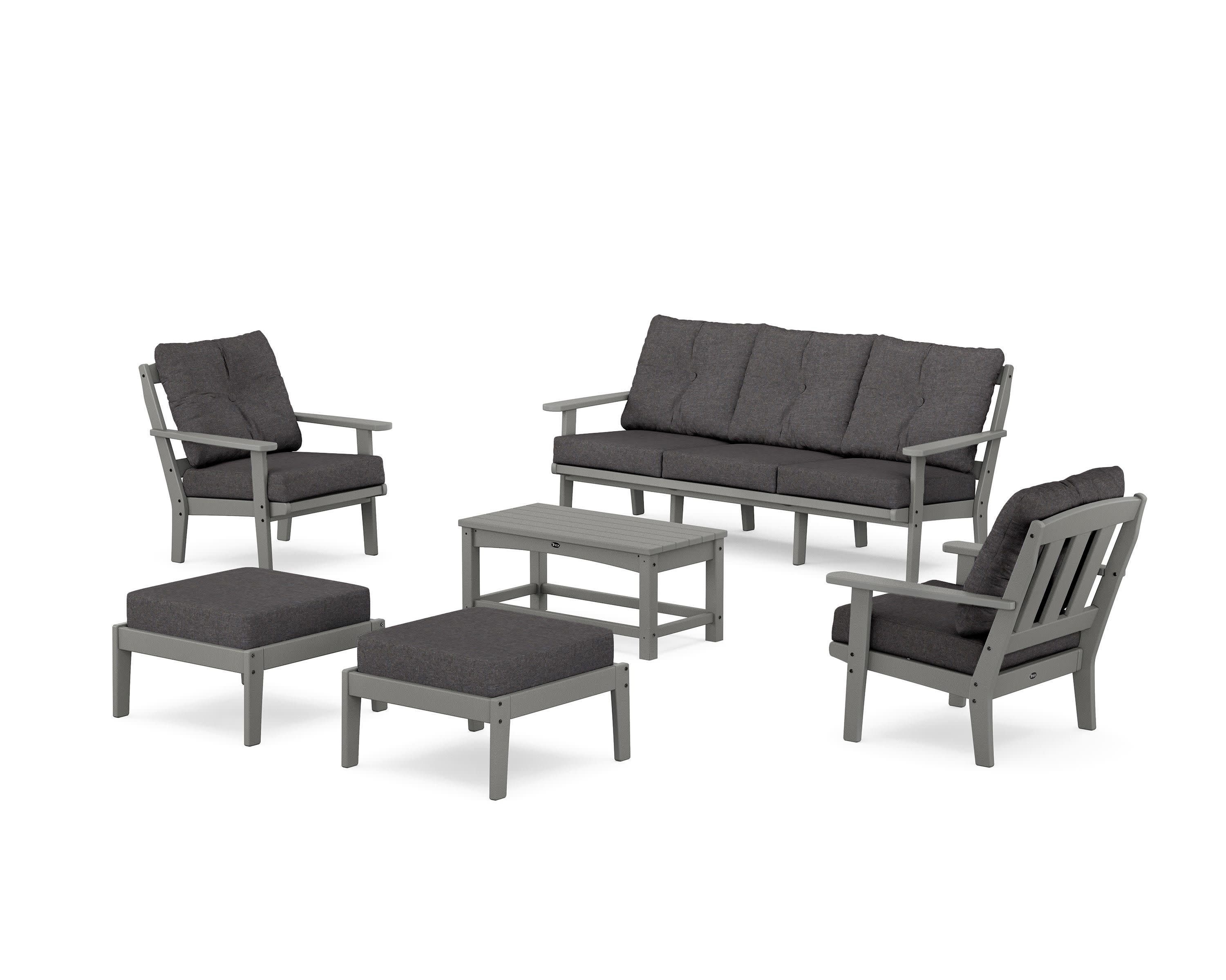 Cape Cod 6-Piece Lounge Sofa Set in Stepping Stone / Ash Charcoal