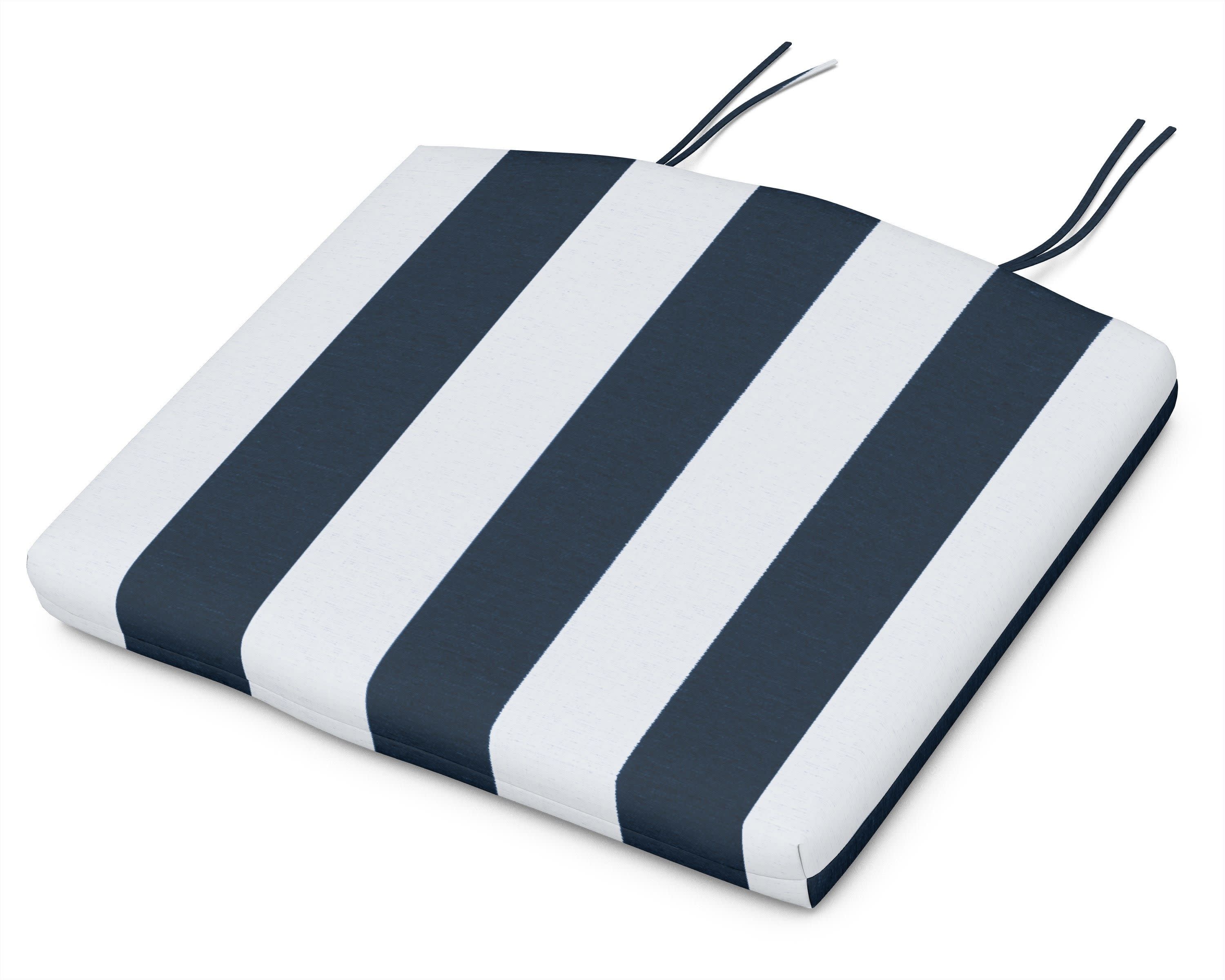 Seat Cushion - 18"D x 22"W x 2.5"H in Cabana Stripe Marine Indigo