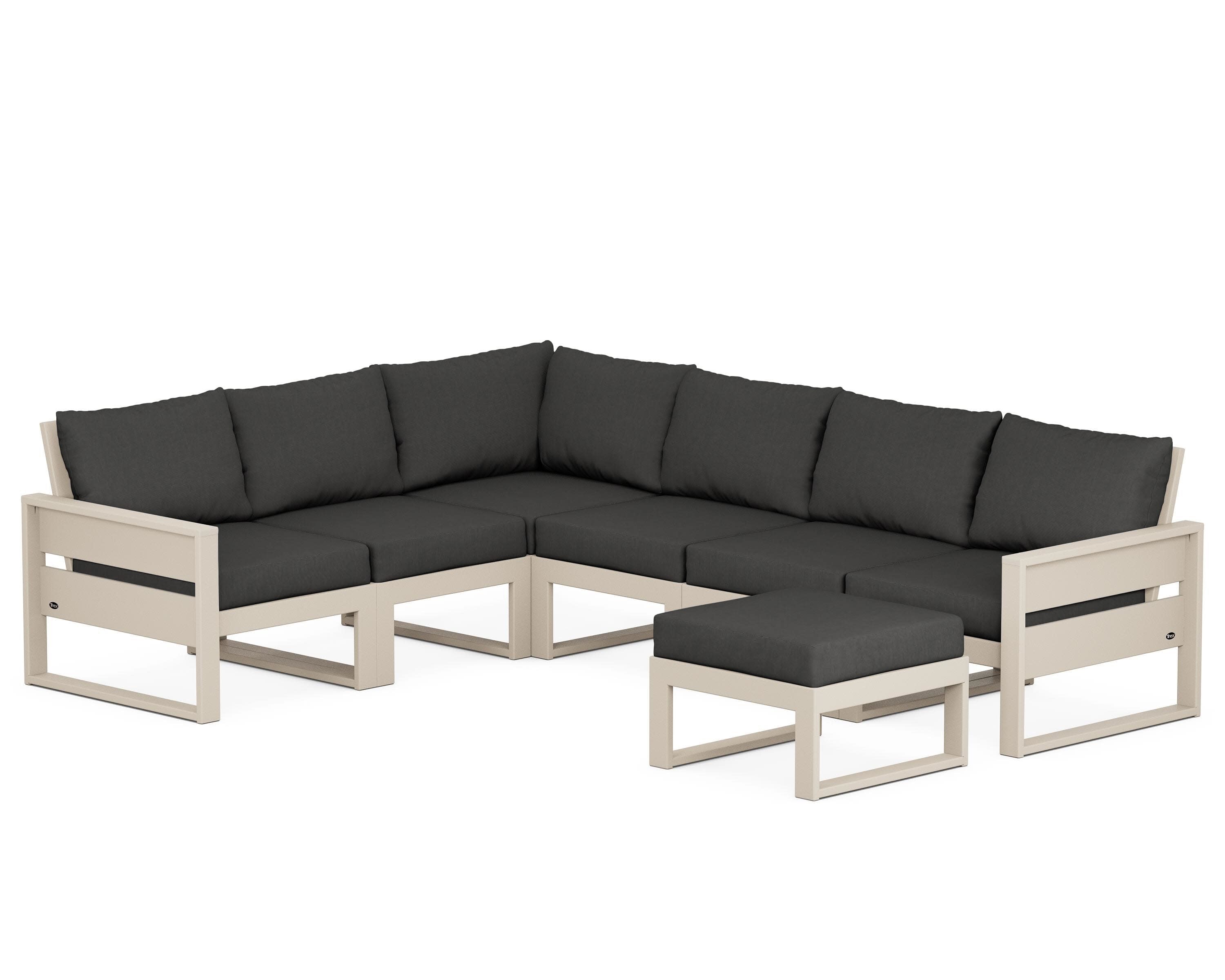 Eastport 6-Piece Sectional with Ottoman in Sand Castle / Spectrum Carbon